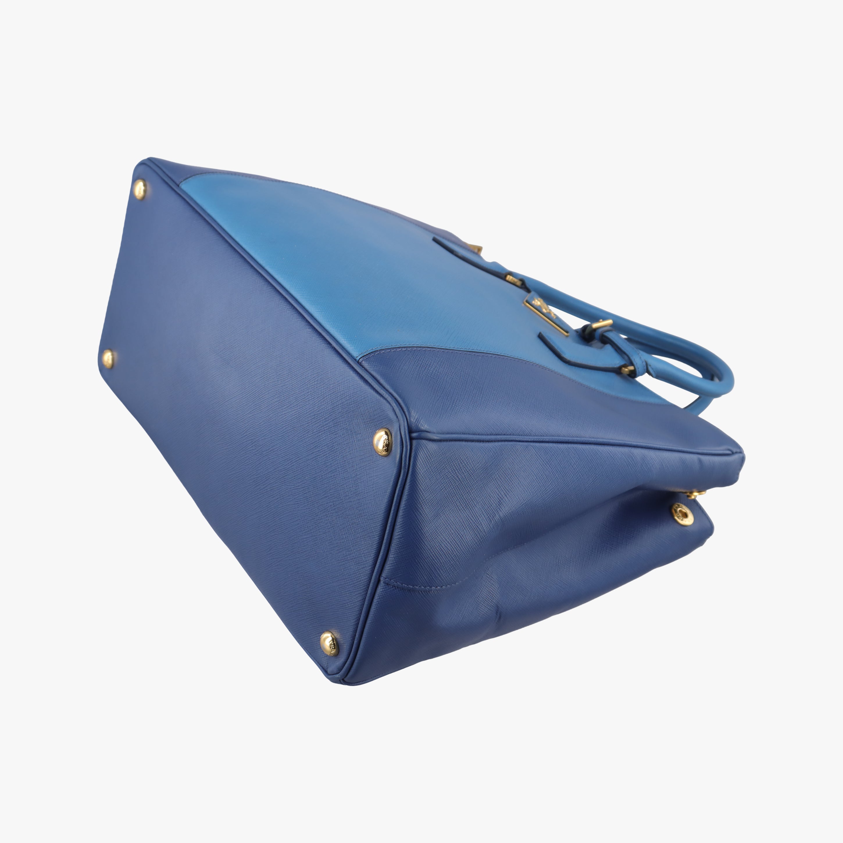 Pre-owned Prada Galleria Blue×Navy SAFFIANO Leather B2274C shoulderbag | stylenewstar