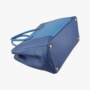 Pre-owned Prada Galleria Blue×Navy SAFFIANO Leather B2274C shoulderbag | stylenewstar