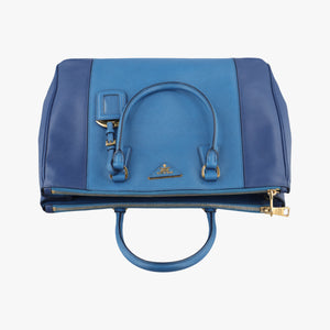 Pre-owned Prada Galleria Blue×Navy SAFFIANO Leather B2274C shoulderbag | stylenewstar