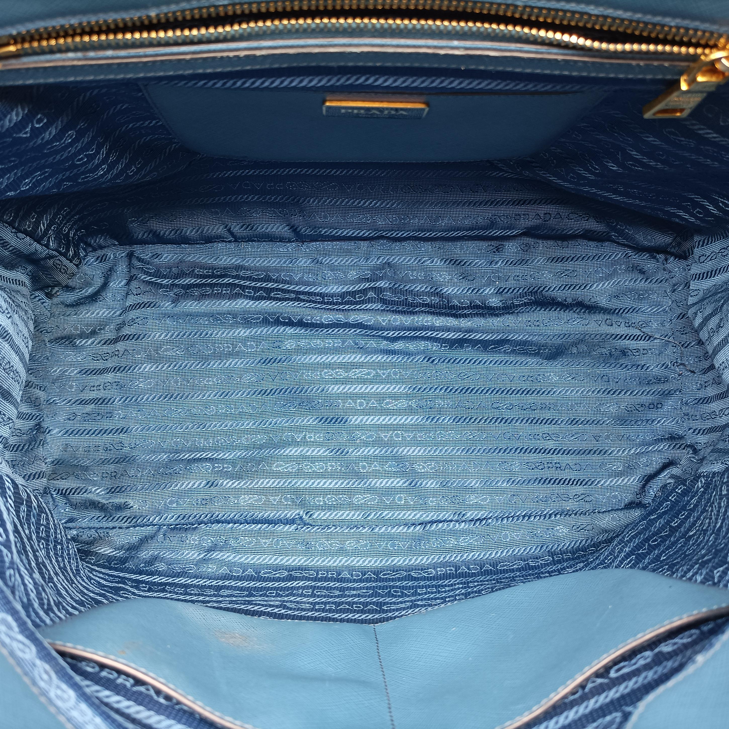 Pre-owned Prada Galleria Blue×Navy SAFFIANO Leather B2274C shoulderbag | stylenewstar