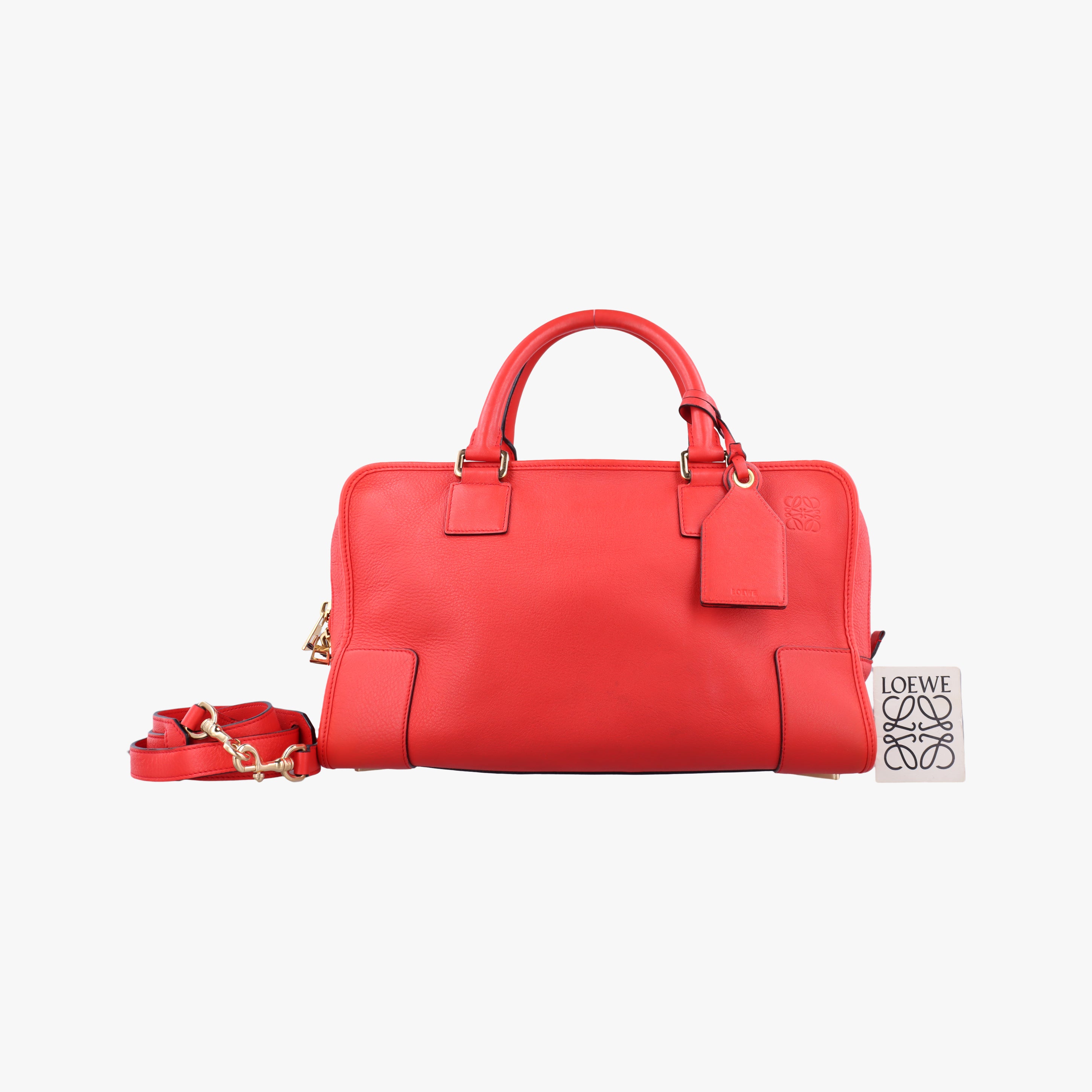 Pre-owned Loewe Amazona36 Red Leather  shoulderbag | stylenewstar