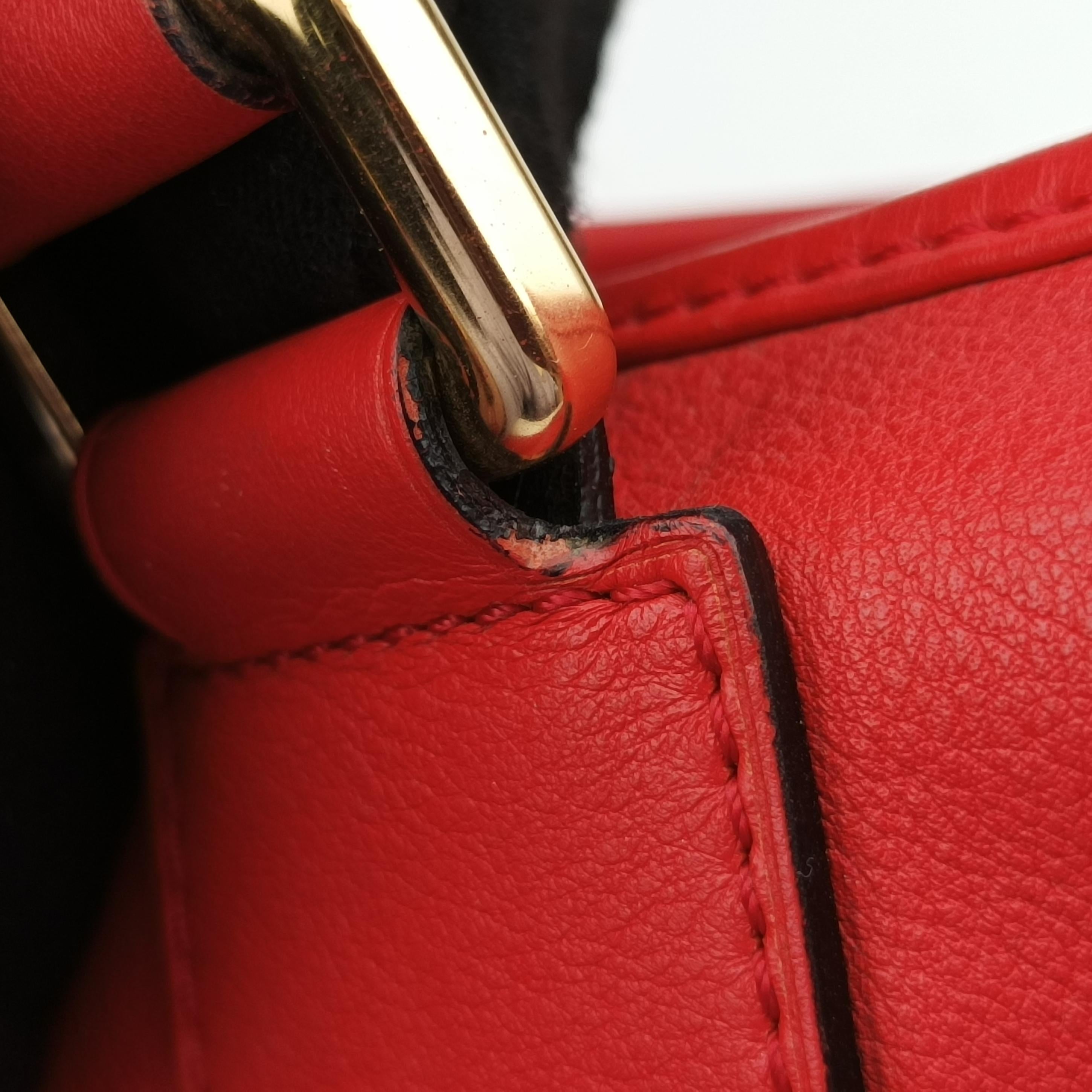 Pre-owned Loewe Amazona36 Red Leather  shoulderbag | stylenewstar