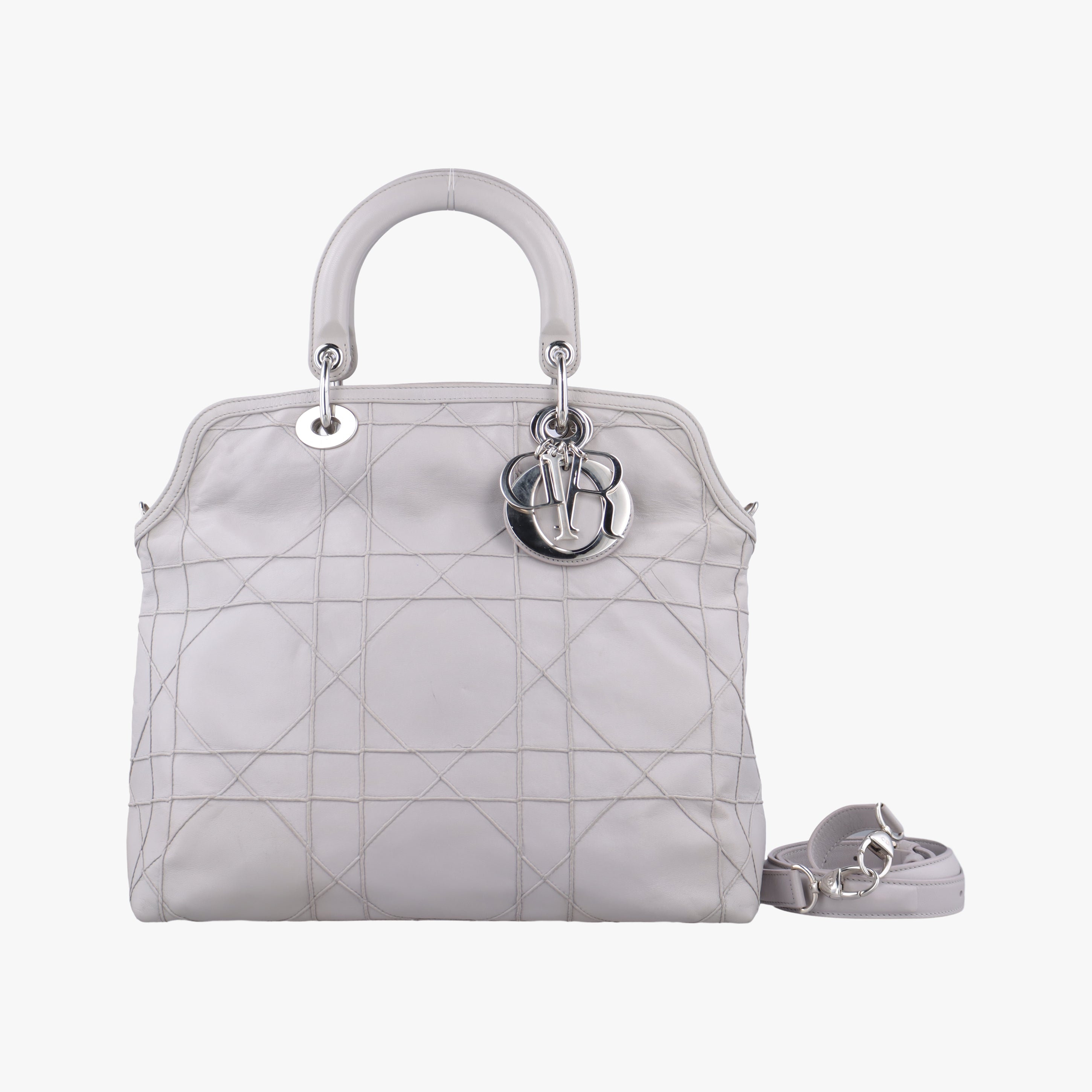 Pre-owned Christian Dior Granville Grey lambskin  shoulderbag | stylenewstar