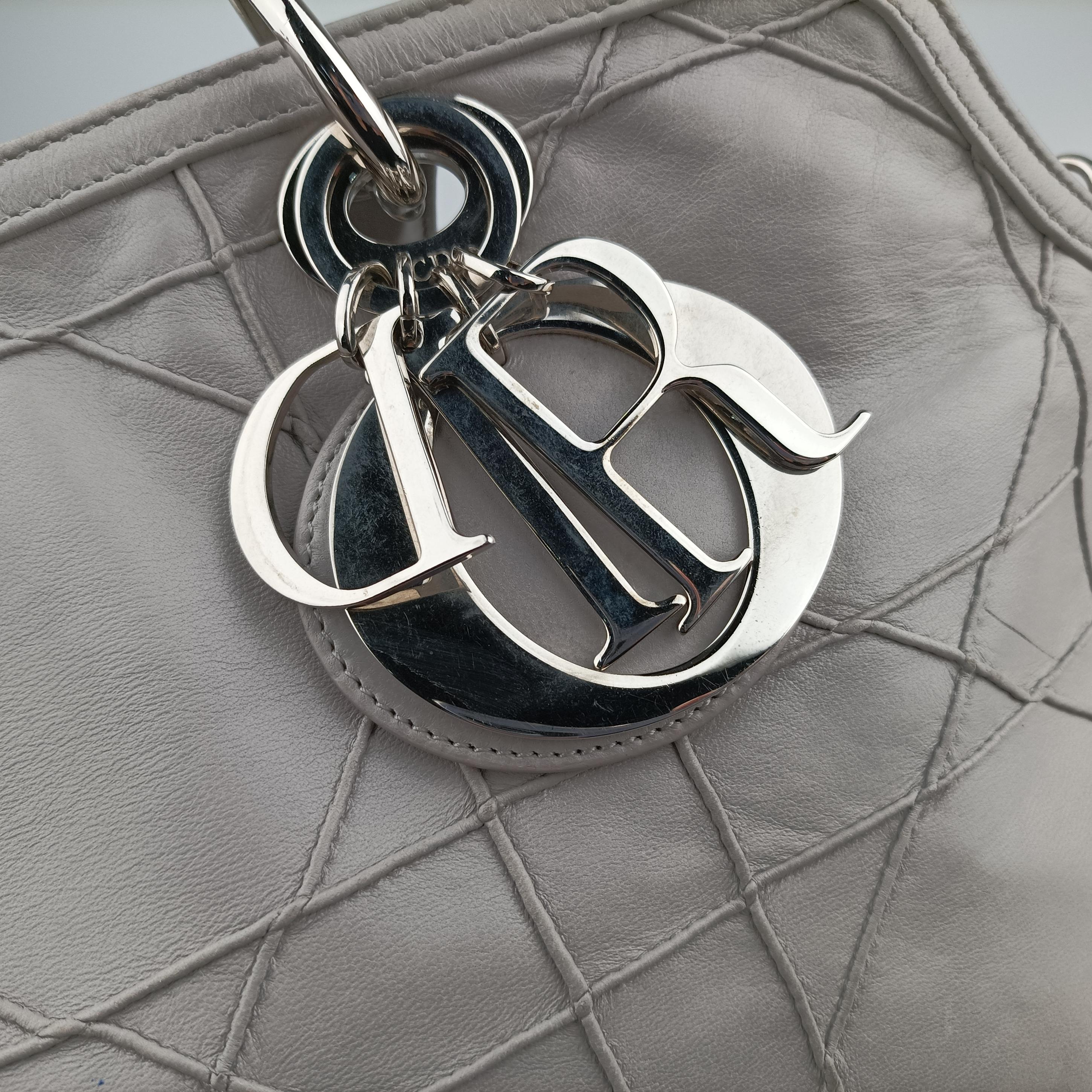 Pre-owned Christian Dior Granville Grey lambskin  shoulderbag | stylenewstar