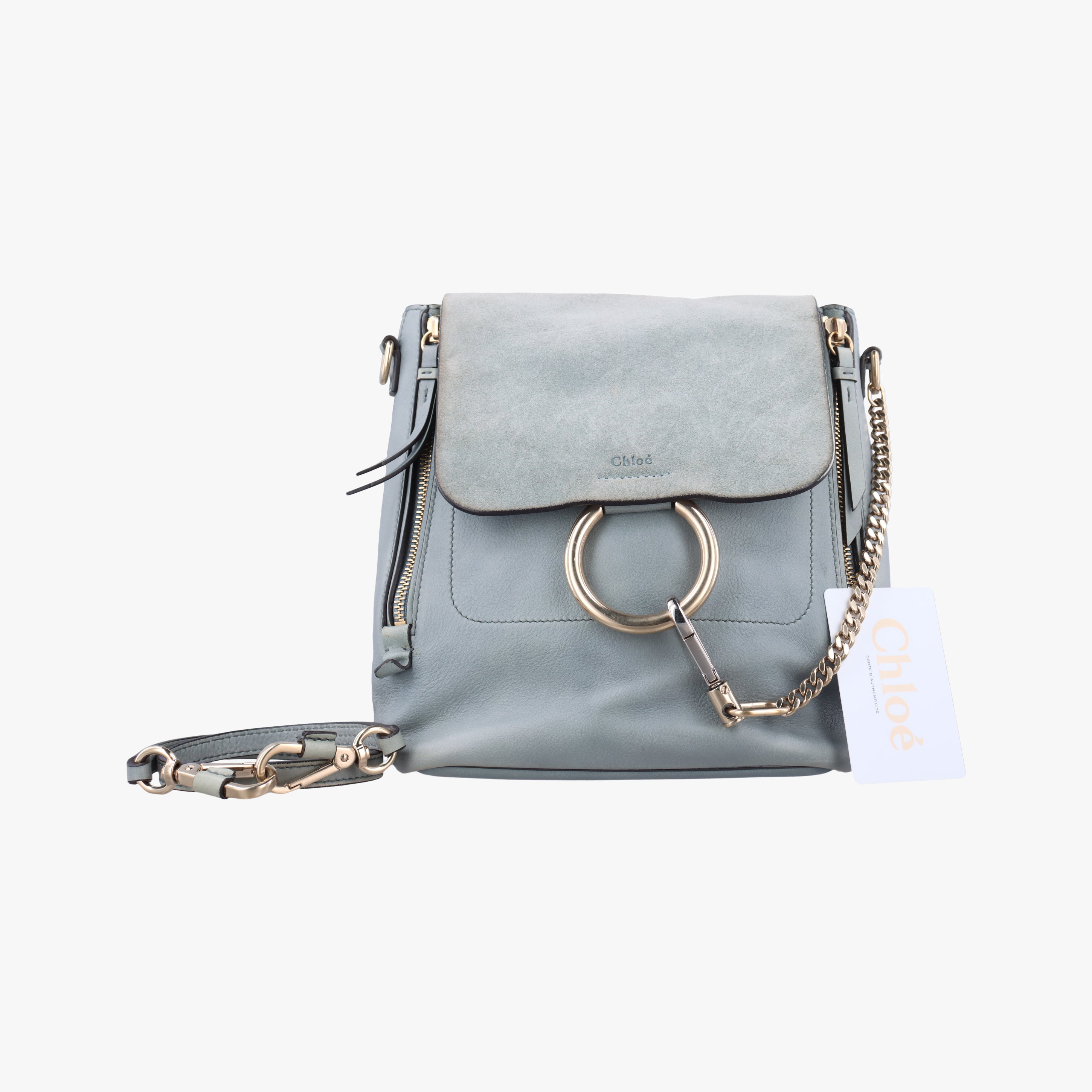 Pre-owned Chloe FAYE mini Grey leather  backpack/rucksack | stylenewstar