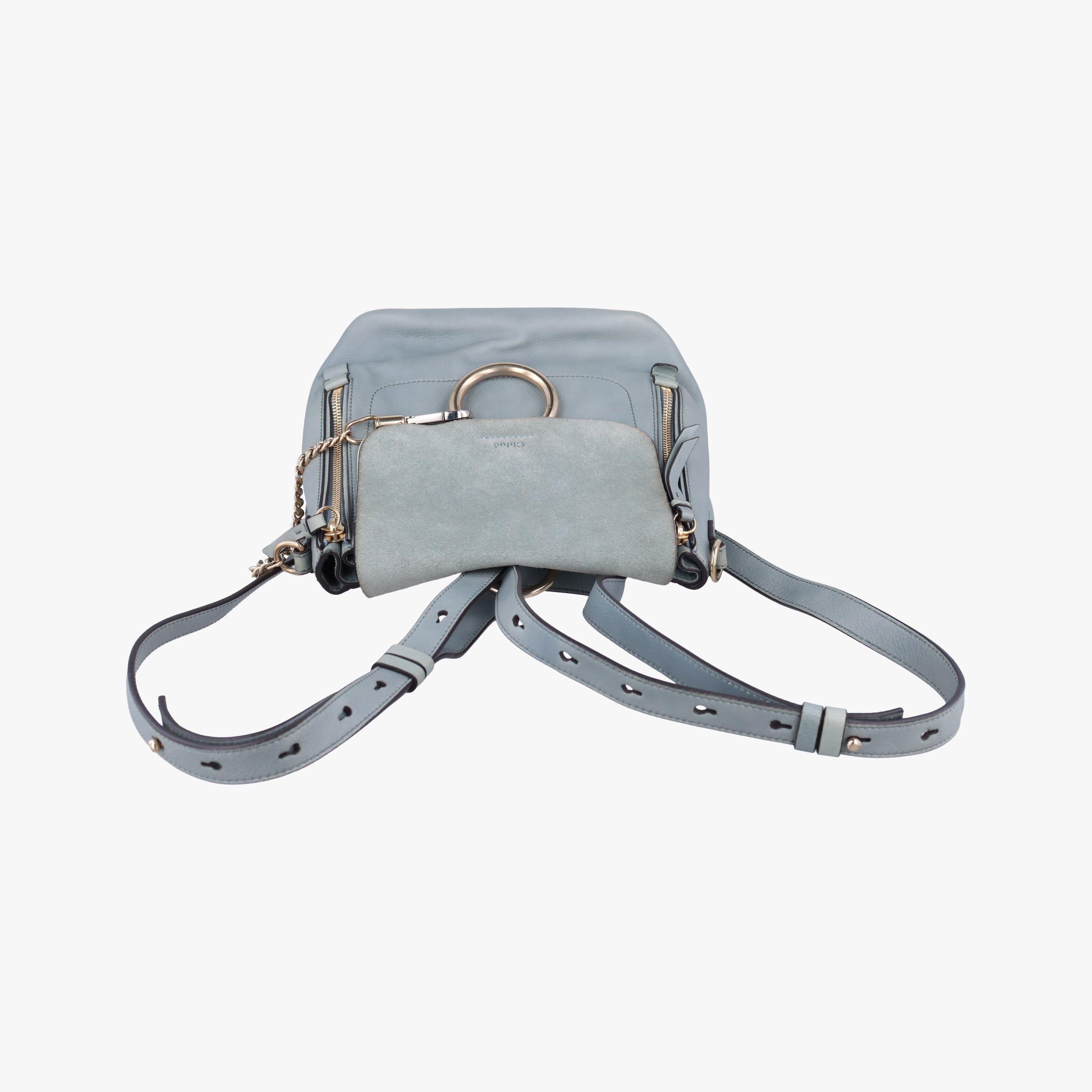 Pre-owned Chloe FAYE mini Grey leather  backpack/rucksack | stylenewstar