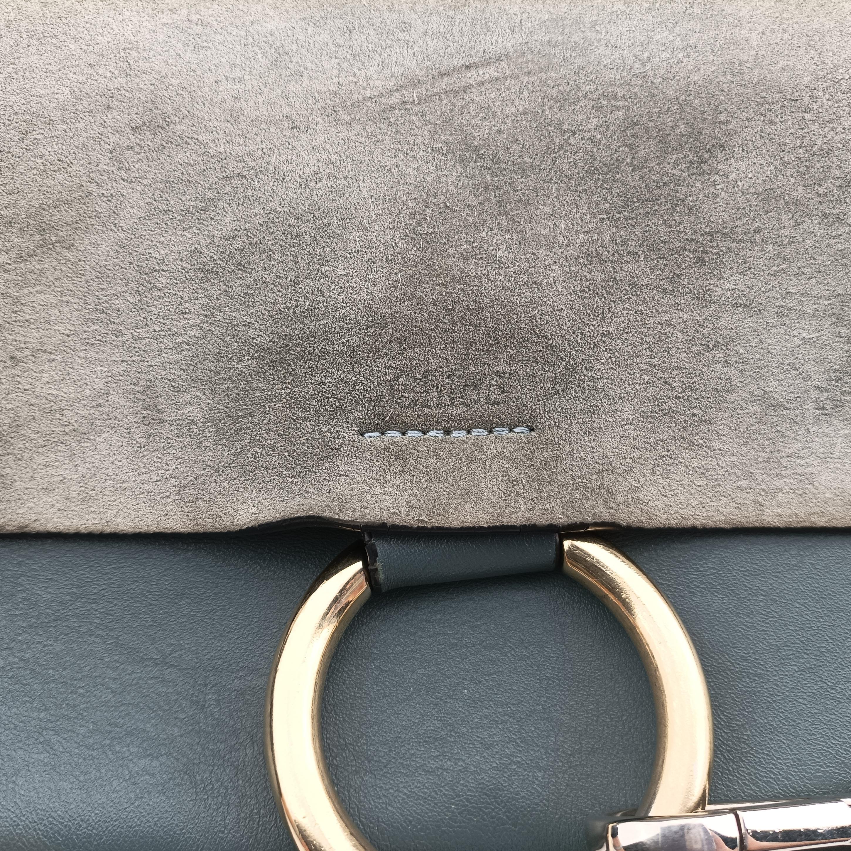 Pre-owned Chloe FAYE Blue × gray Suede × leather  shoulderbag | stylenewstar