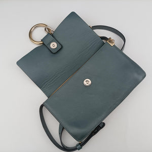 Pre-owned Chloe FAYE Blue × gray Suede × leather  shoulderbag | stylenewstar