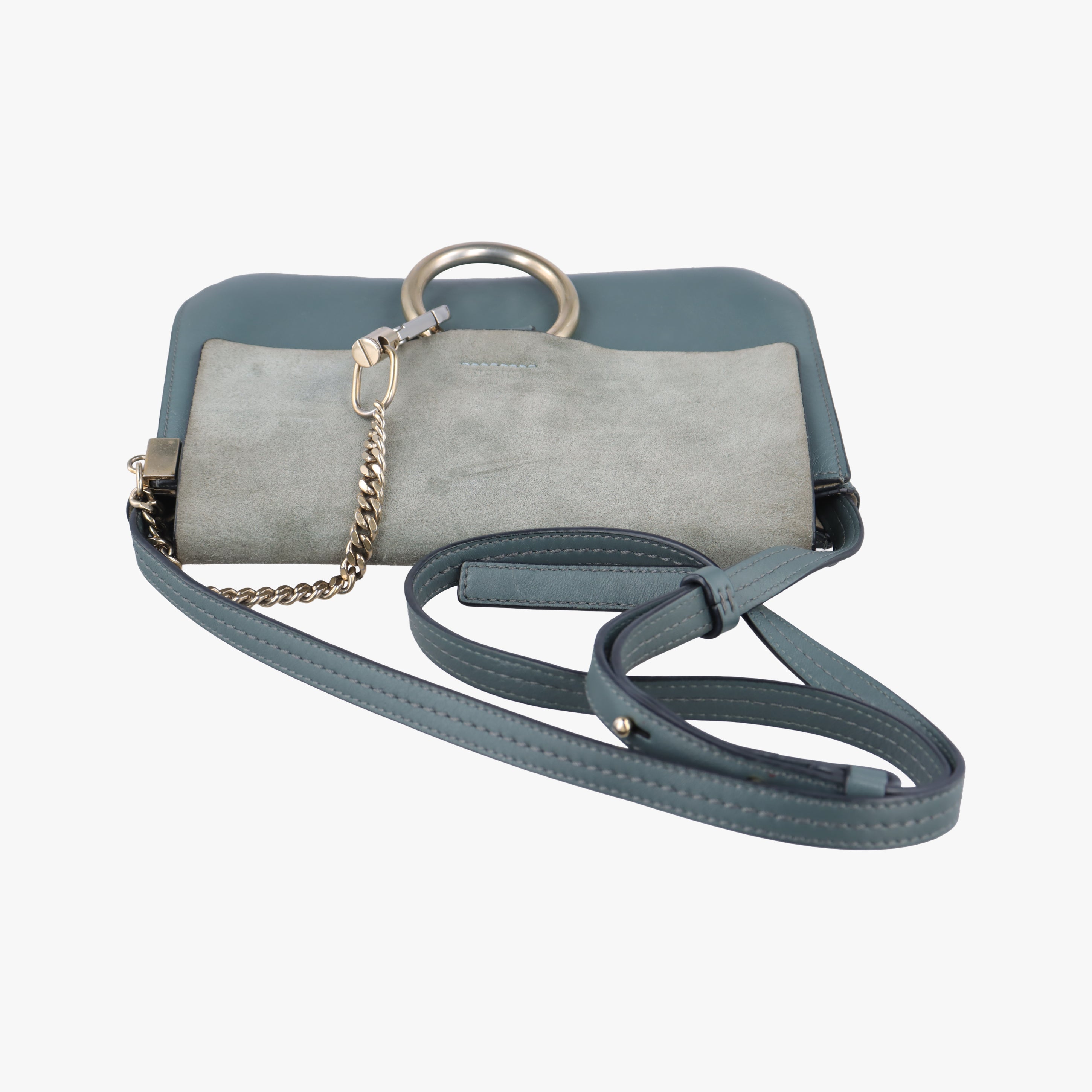 Pre-owned Chloe FAYE Blue × gray Suede × leather  shoulderbag | stylenewstar