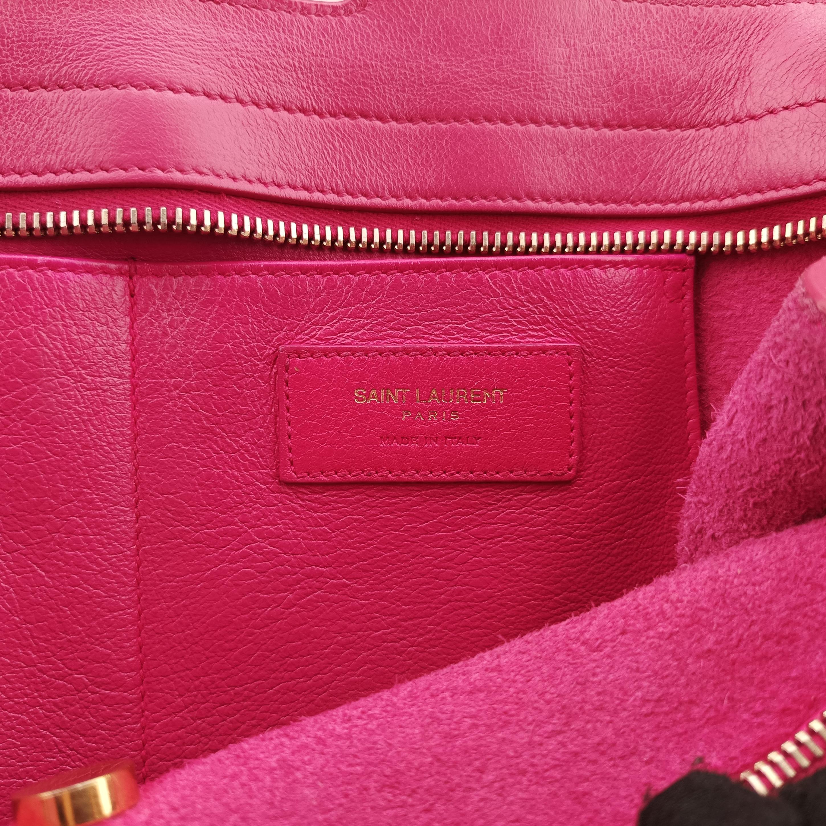 Pre-owned Yves Saint Laurent BABY CABAS Pink Leather 394461 shoulderbag | stylenewstar