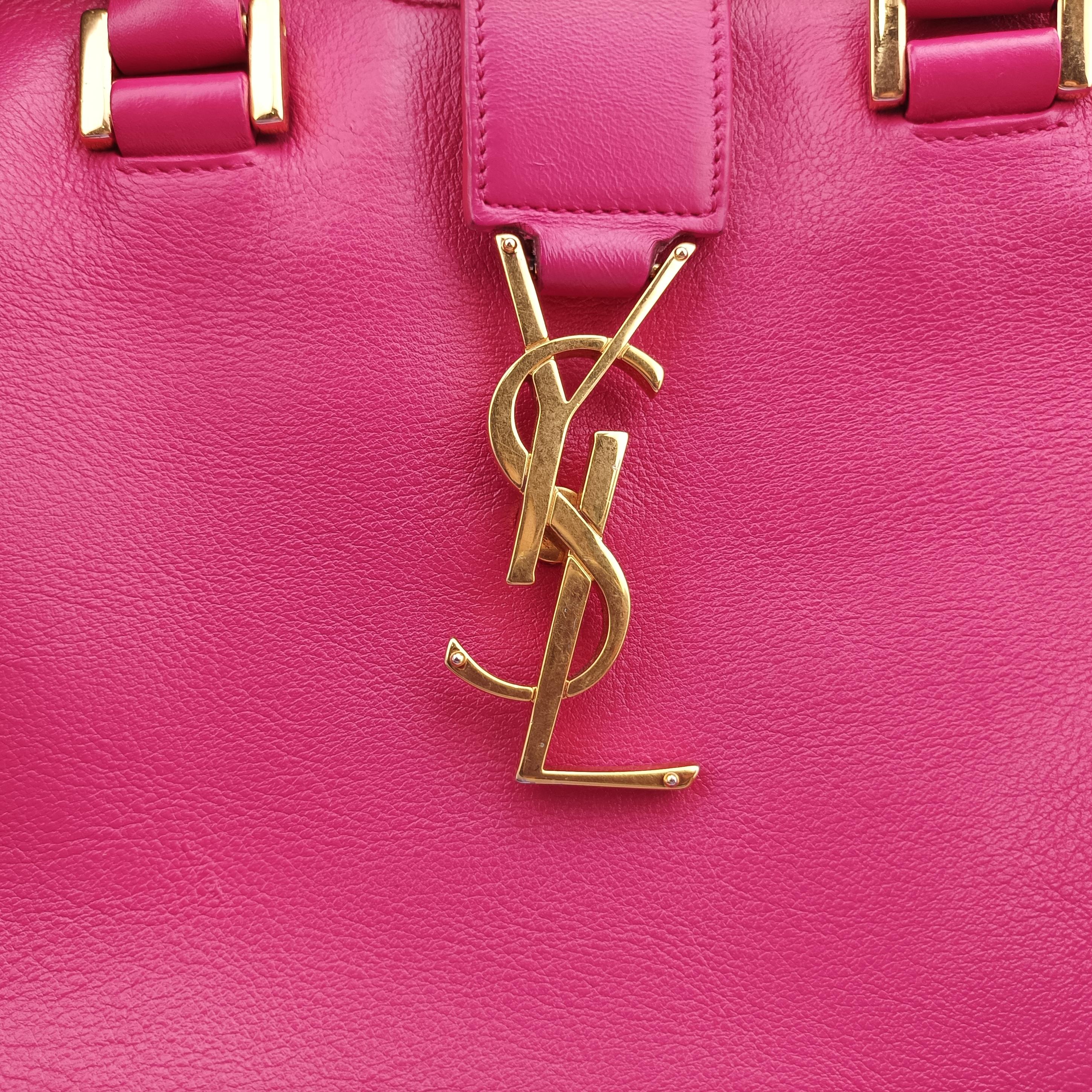 Pre-owned Yves Saint Laurent BABY CABAS Pink Leather 394461 shoulderbag | stylenewstar