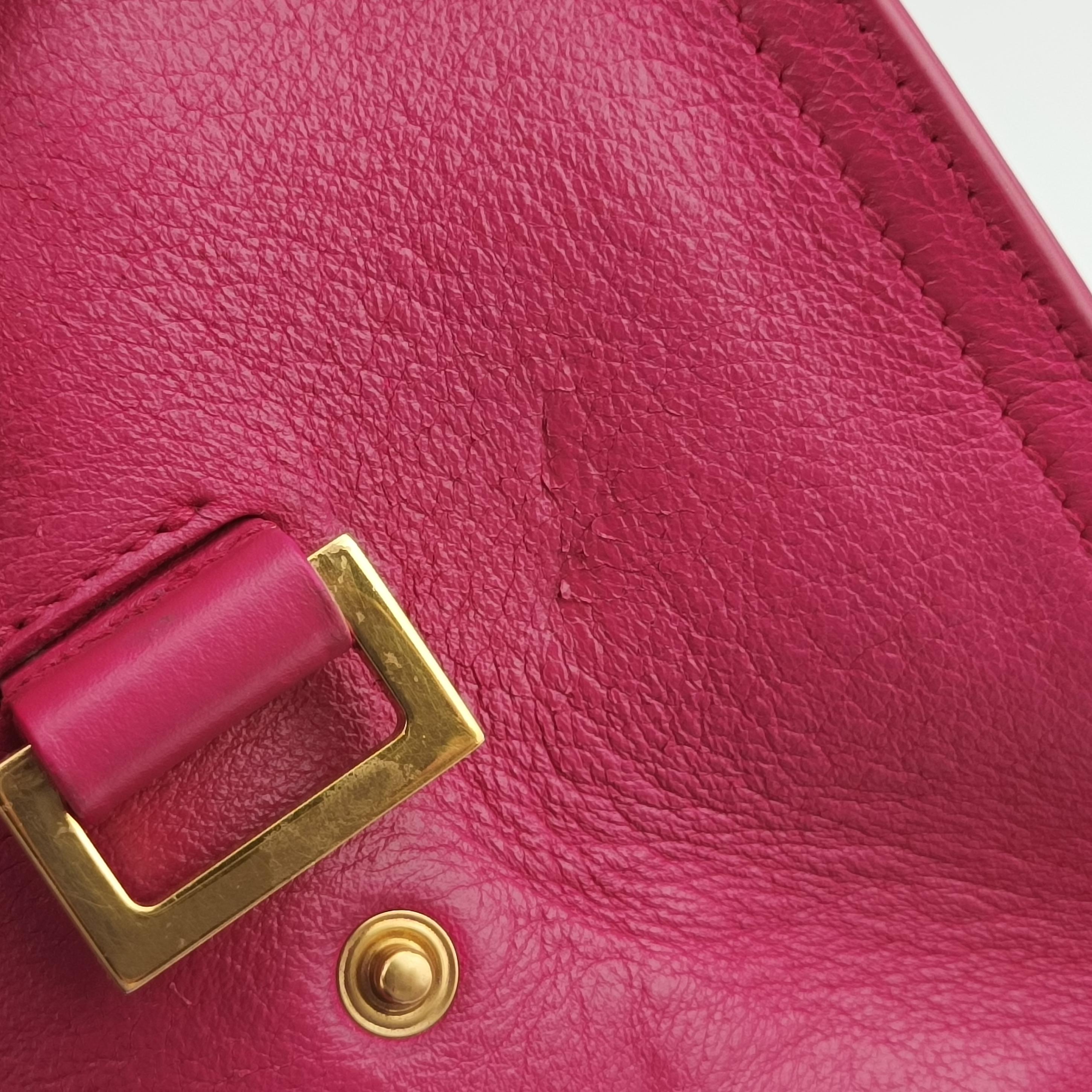 Pre-owned Yves Saint Laurent BABY CABAS Pink Leather 394461 shoulderbag | stylenewstar