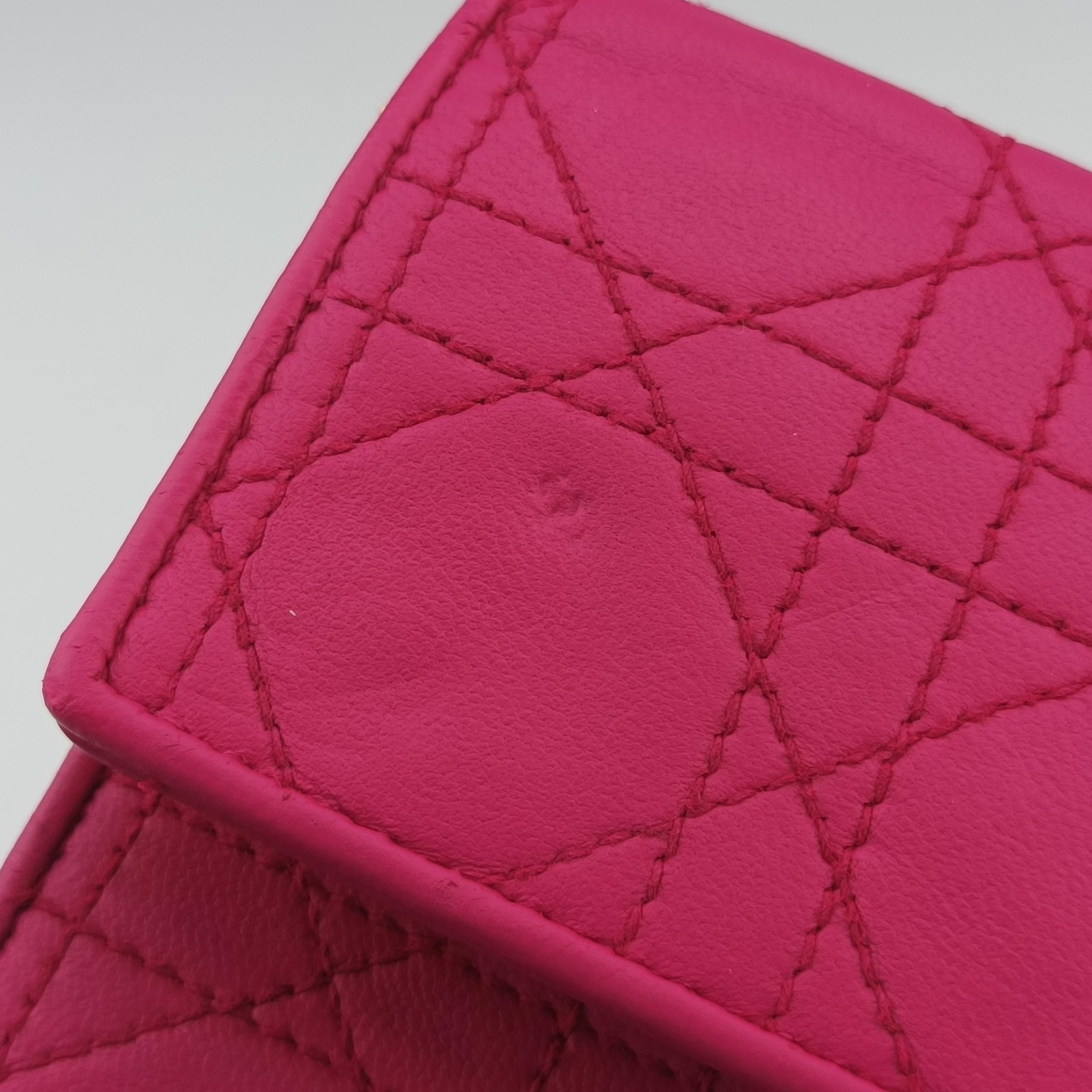 Pre-owned Christian Dior Lady Dior cannage Pink lambskin  shoulderbag | stylenewstar