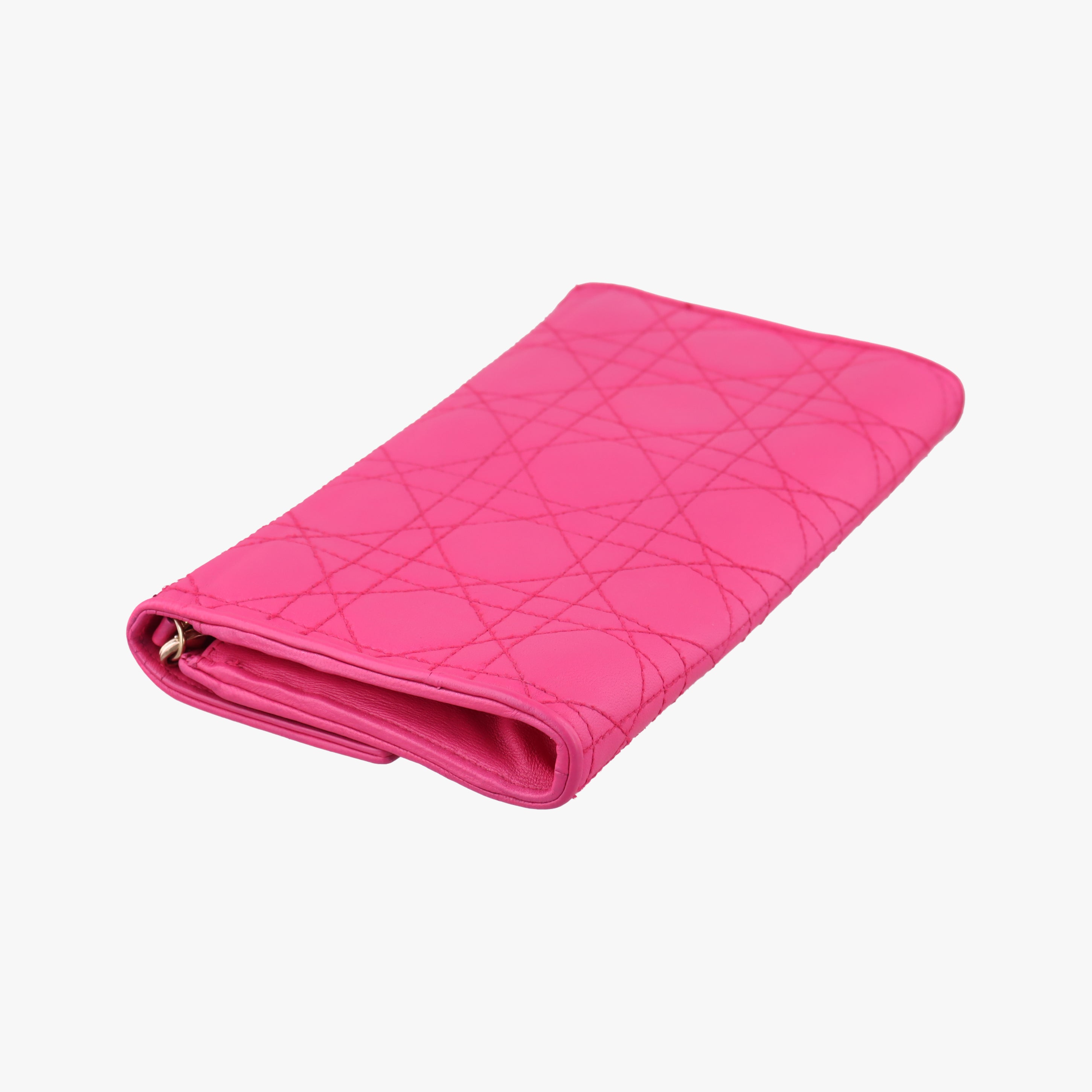 Pre-owned Christian Dior Lady Dior cannage Pink lambskin  shoulderbag | stylenewstar