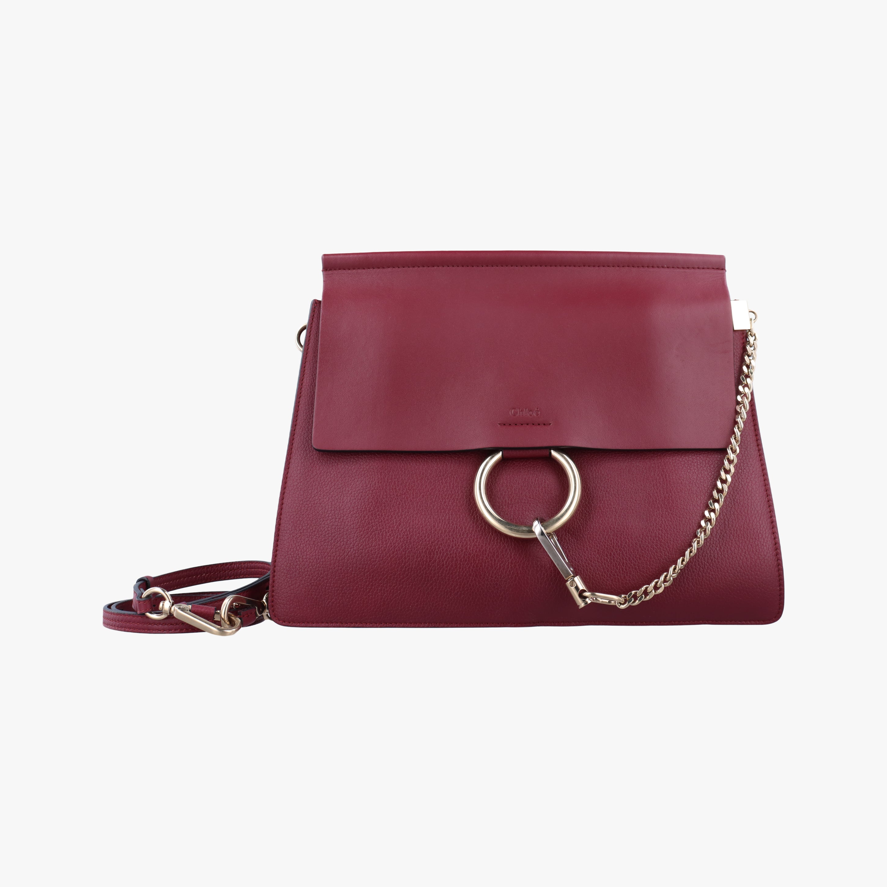 Pre-owned Chloe FAYE Bordeaux Leather  shoulderbag | stylenewstar