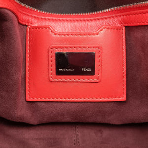 Pre-owned Fendi Be Baguette Red x burgundy Leather 8BR677 shoulderbag | stylenewstar