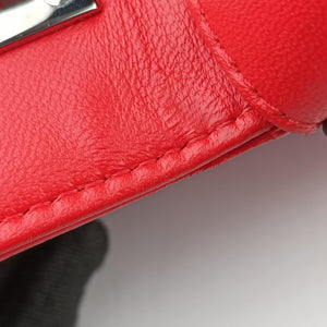 Pre-owned Fendi Be Baguette Red x burgundy Leather 8BR677 shoulderbag | stylenewstar