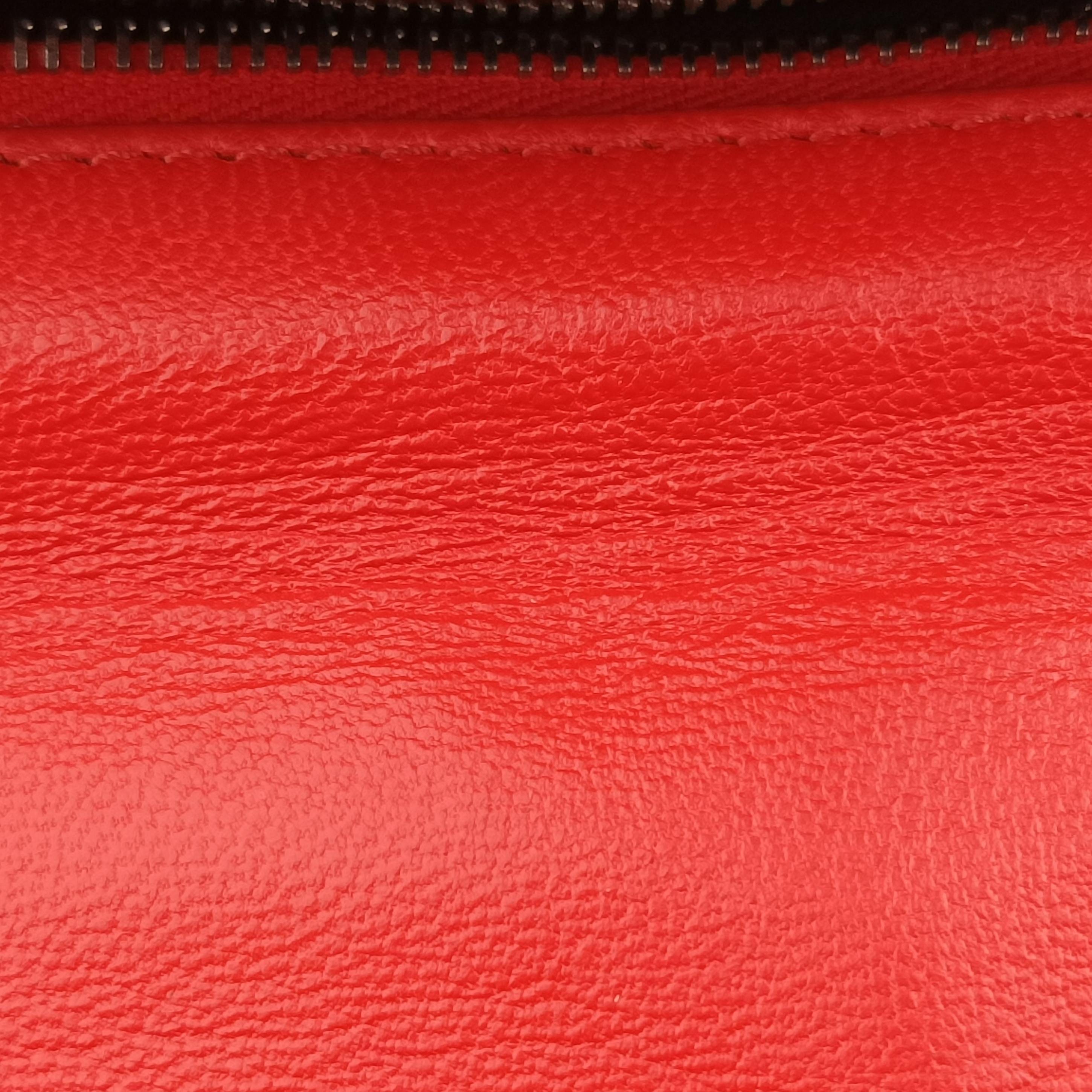 Pre-owned Fendi Be Baguette Red x burgundy Leather 8BR677 shoulderbag | stylenewstar