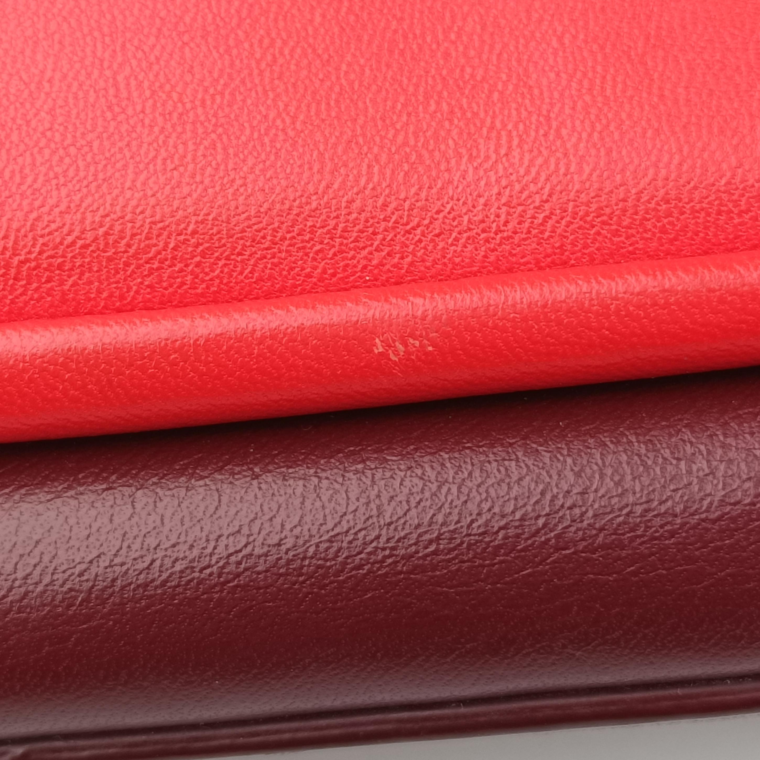 Pre-owned Fendi Be Baguette Red x burgundy Leather 8BR677 shoulderbag | stylenewstar