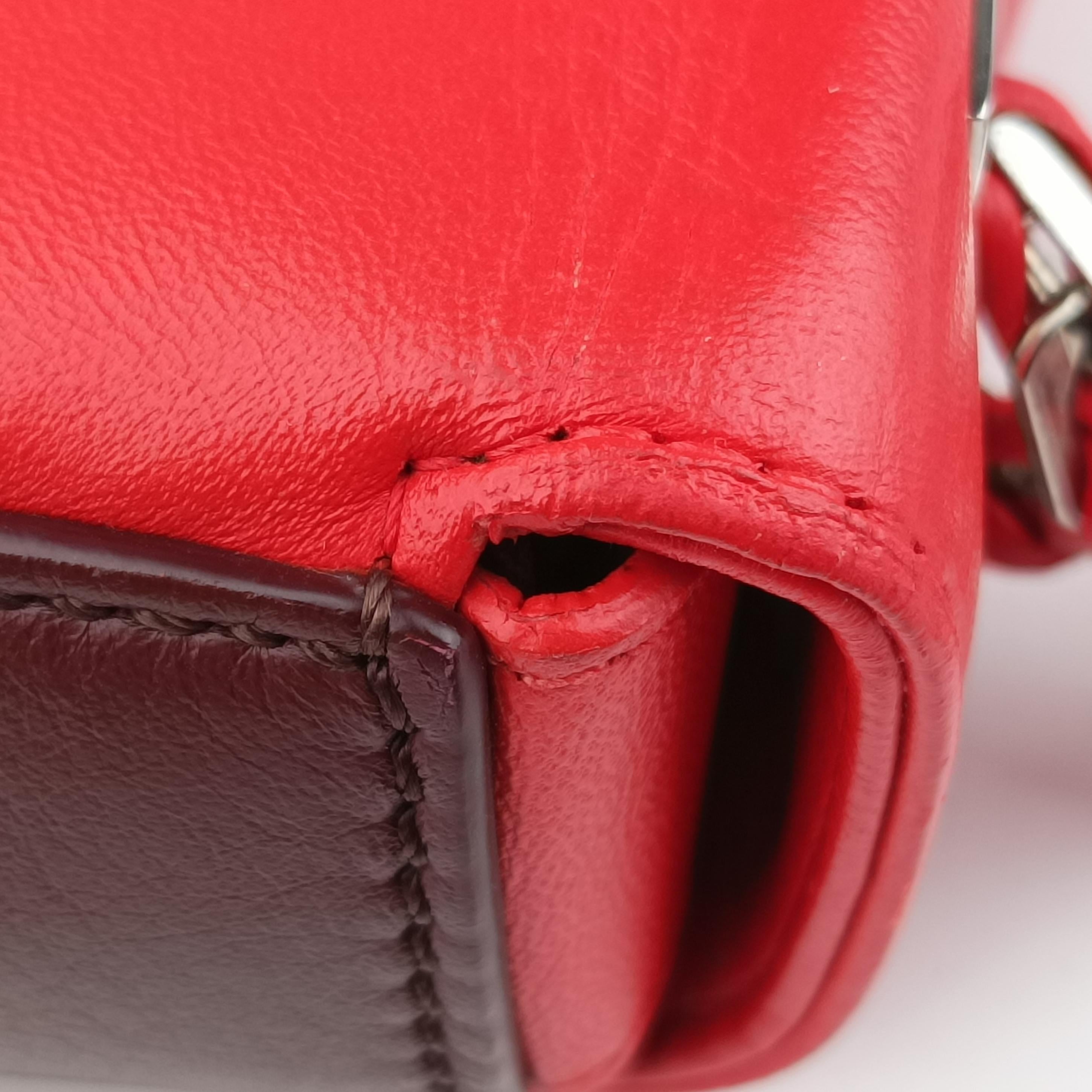 Pre-owned Fendi Be Baguette Red x burgundy Leather 8BR677 shoulderbag | stylenewstar