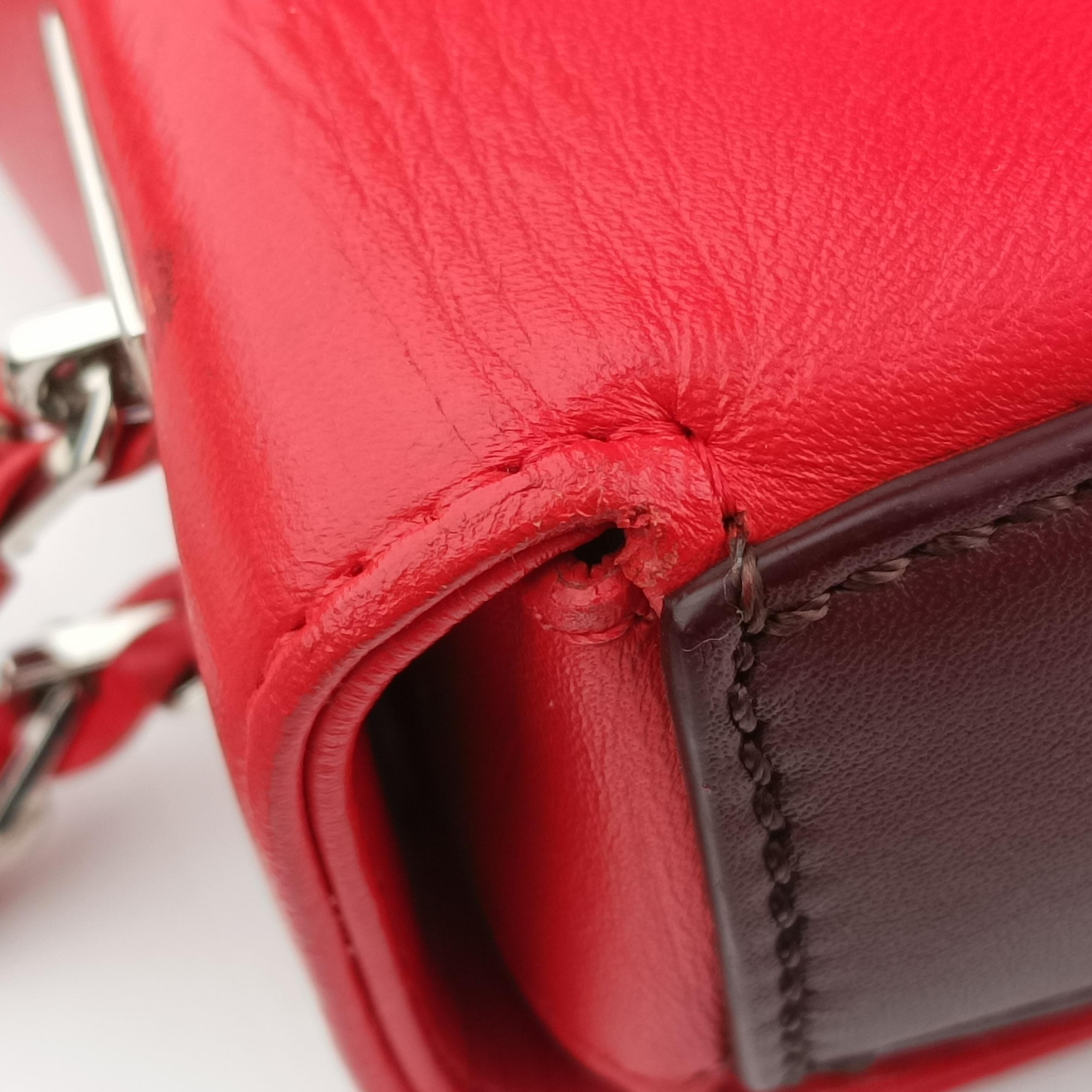 Pre-owned Fendi Be Baguette Red x burgundy Leather 8BR677 shoulderbag | stylenewstar