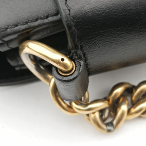 Pre-owned Gucci Broadway Tiger Head Black Leather 453777 shoulderbag | stylenewstar