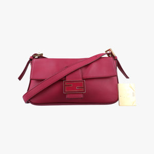 Pre-owned Fendi BAGUETTE Red Leather 8BR600 shoulderbag | stylenewstar