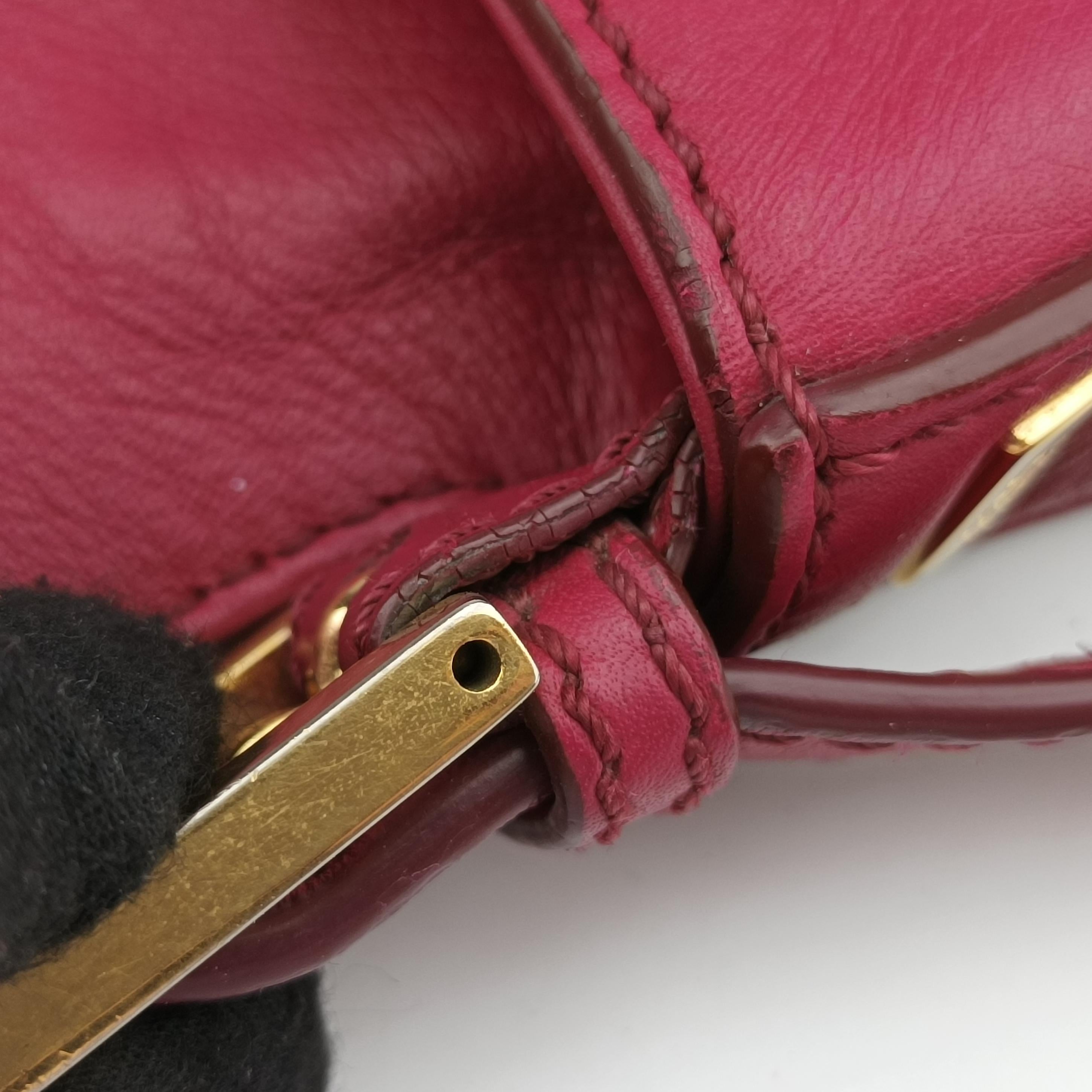 Pre-owned Fendi BAGUETTE Red Leather 8BR600 shoulderbag | stylenewstar