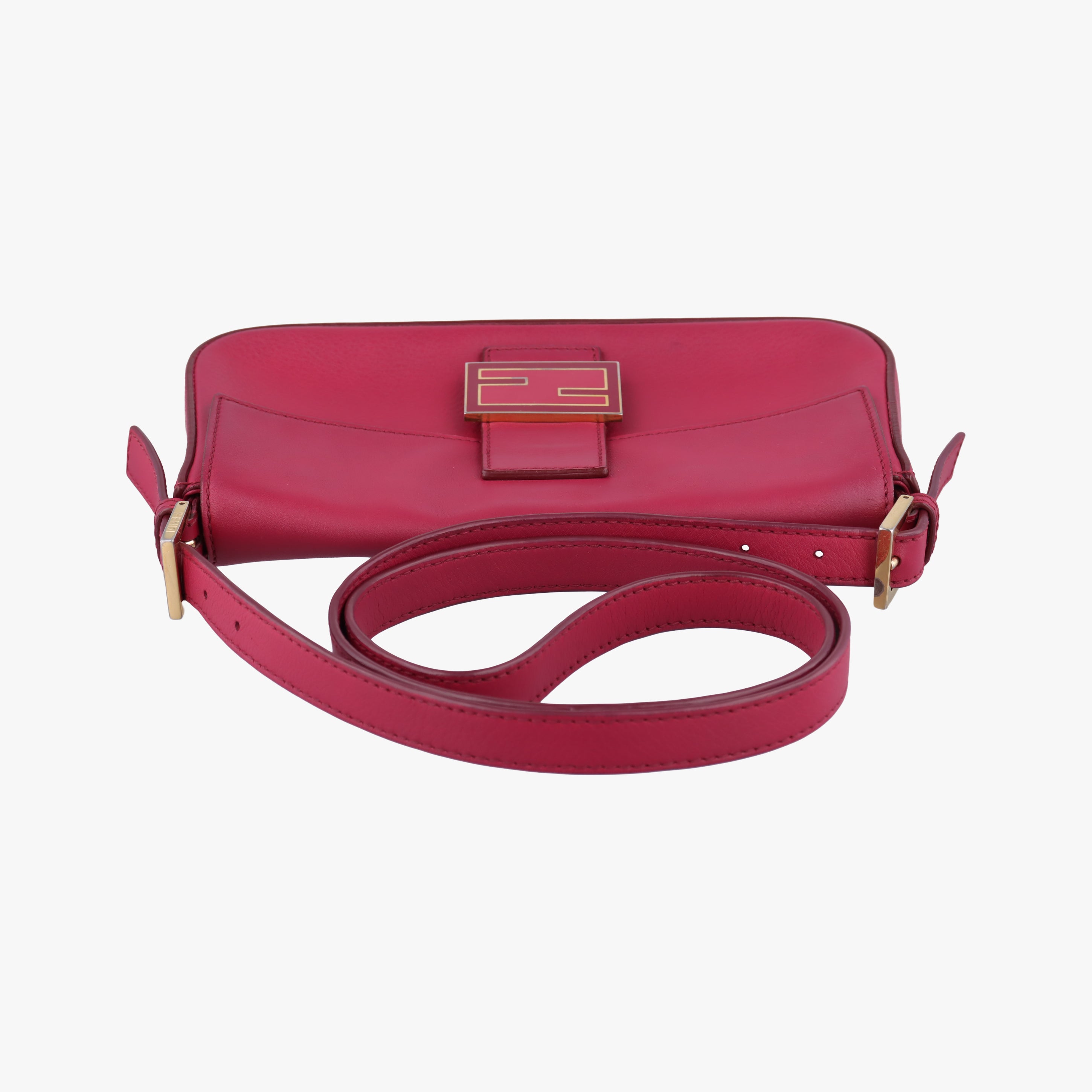 Pre-owned Fendi BAGUETTE Red Leather 8BR600 shoulderbag | stylenewstar