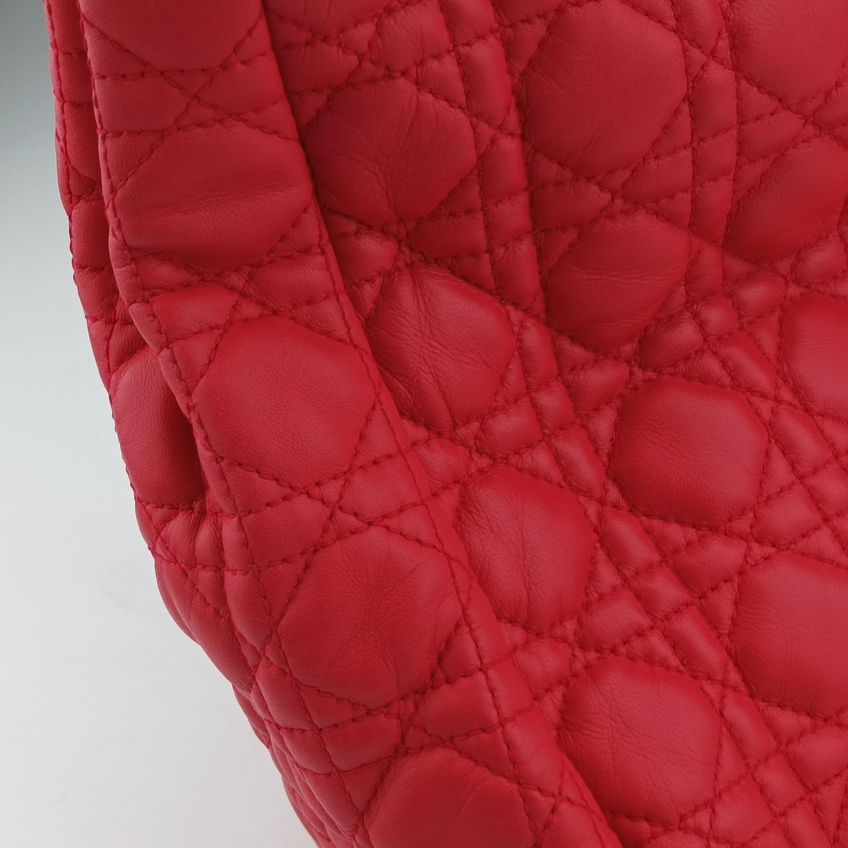 Vintage Christian Dior Cannage Dior Soft Shopping Red lambskin  handbag | stylenewstar