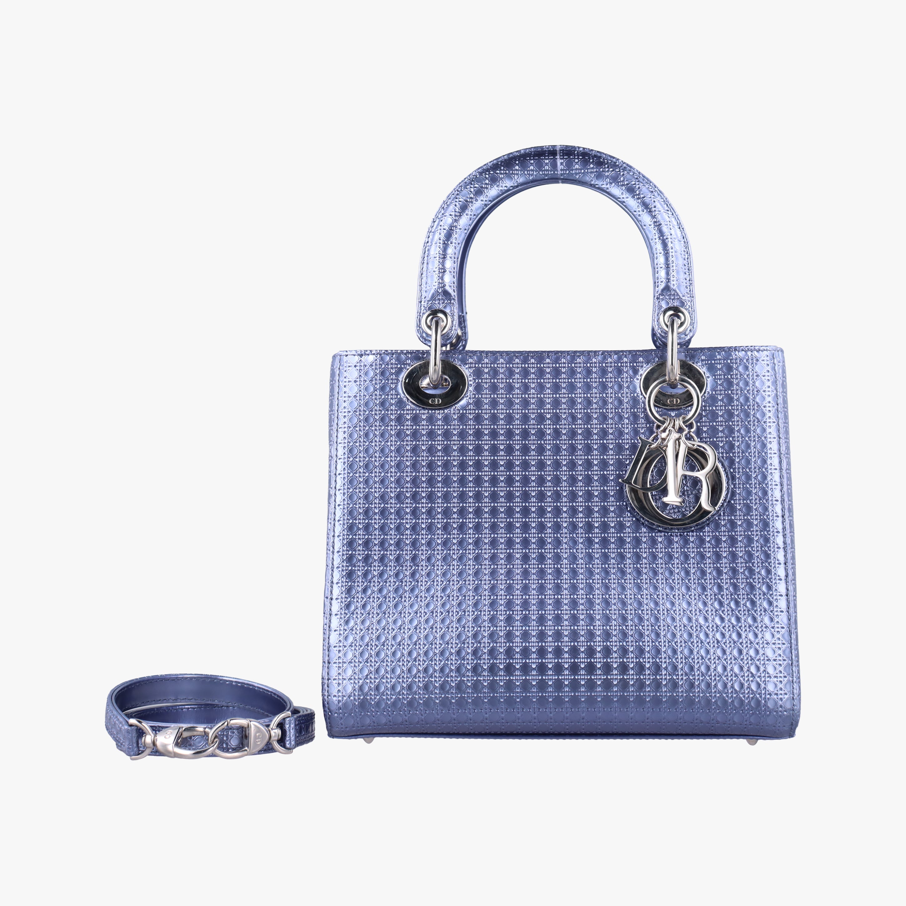 Pre-owned Christian Dior Lady Dior blue leather  shoulderbag | stylenewstar