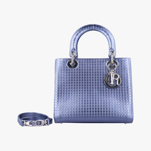 Pre-owned Christian Dior Lady Dior blue leather  shoulderbag | stylenewstar