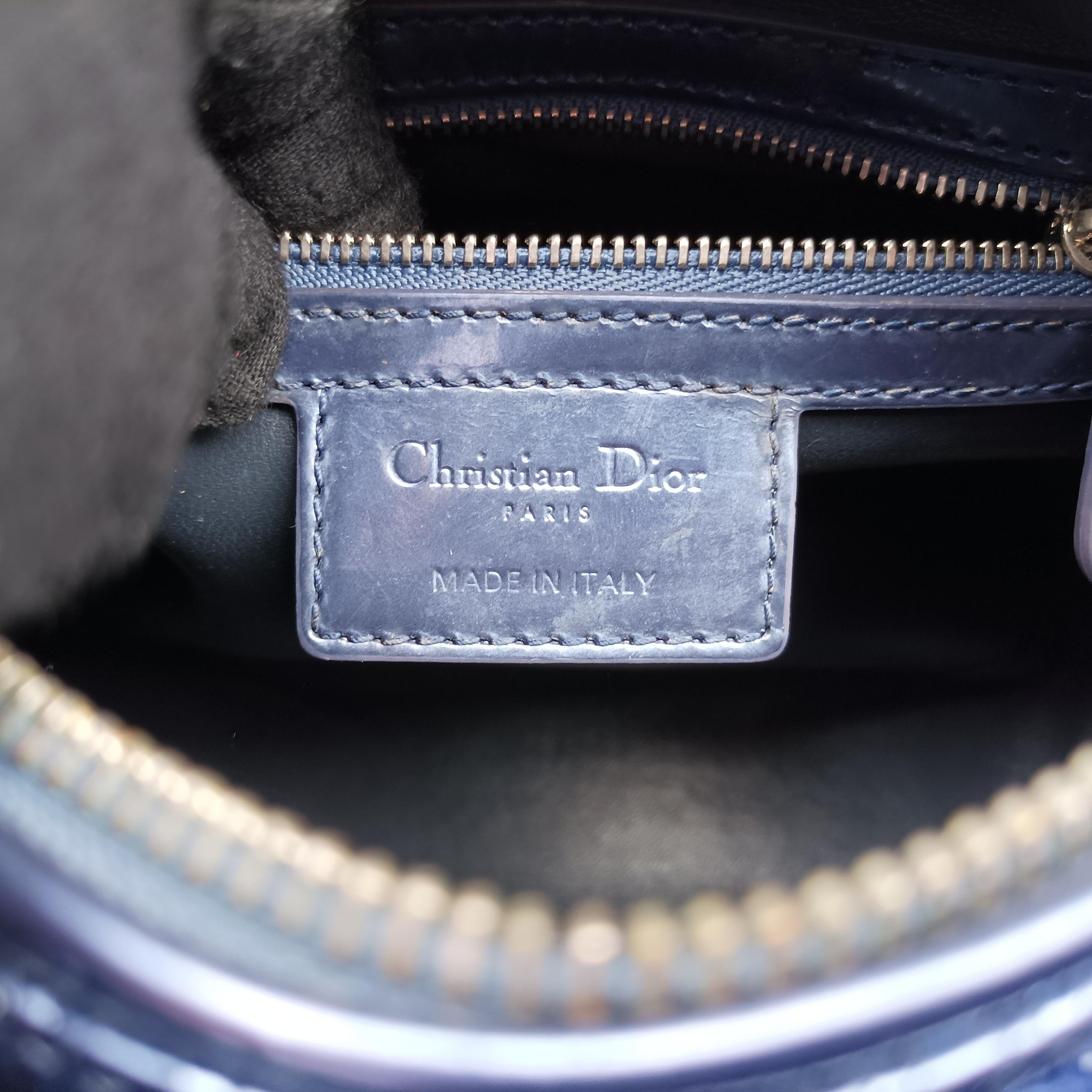 Pre-owned Christian Dior Lady Dior blue leather  shoulderbag | stylenewstar