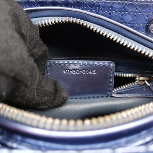 Pre-owned Christian Dior Lady Dior blue leather  shoulderbag | stylenewstar