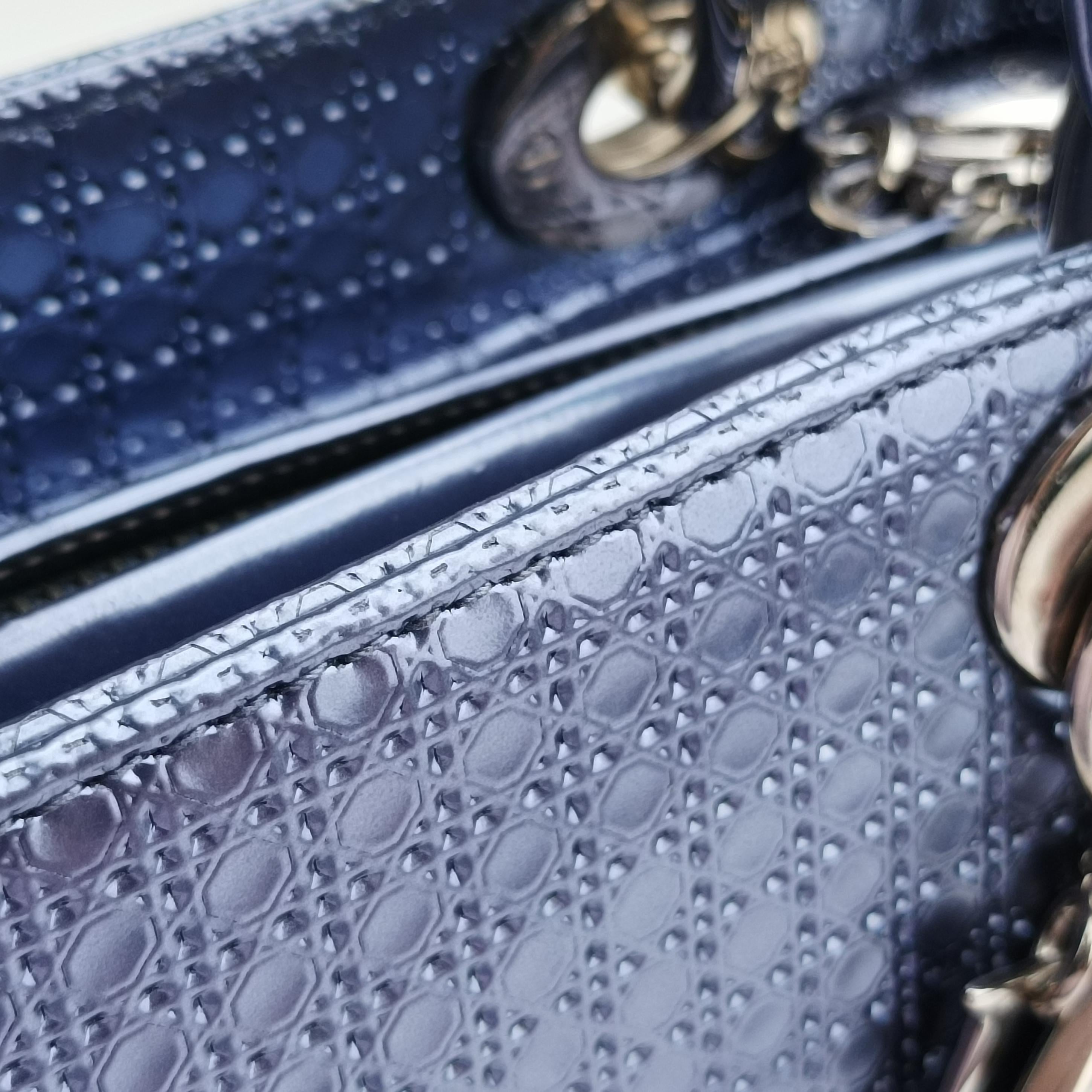 Pre-owned Christian Dior Lady Dior blue leather  shoulderbag | stylenewstar