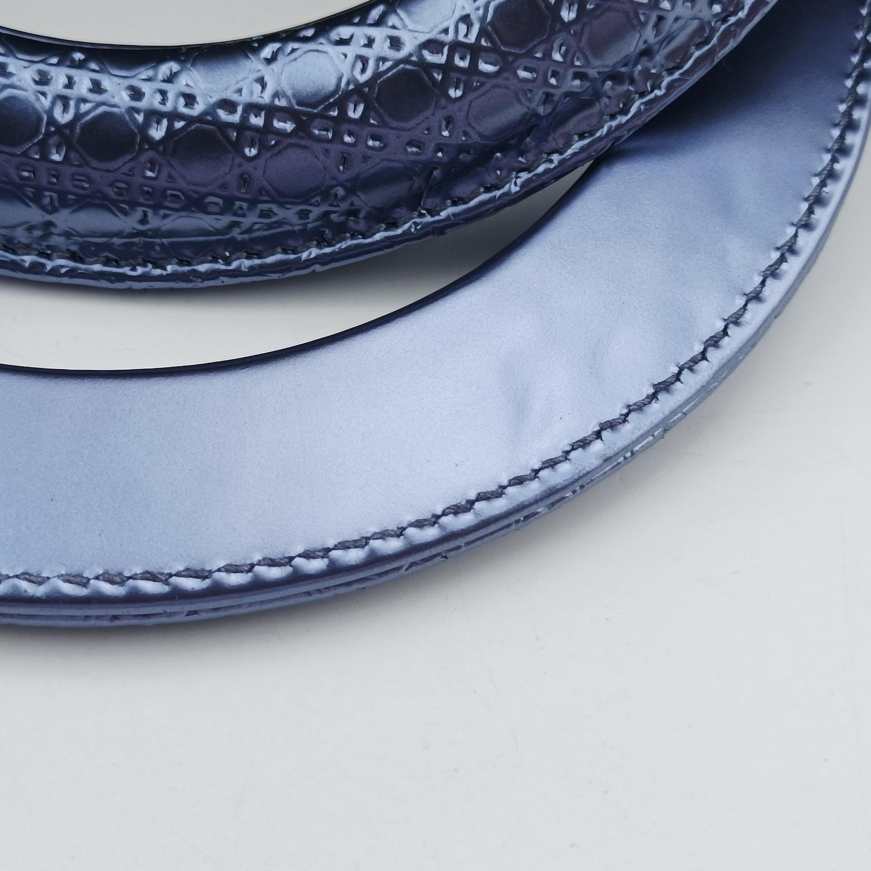 Pre-owned Christian Dior Lady Dior blue leather  shoulderbag | stylenewstar