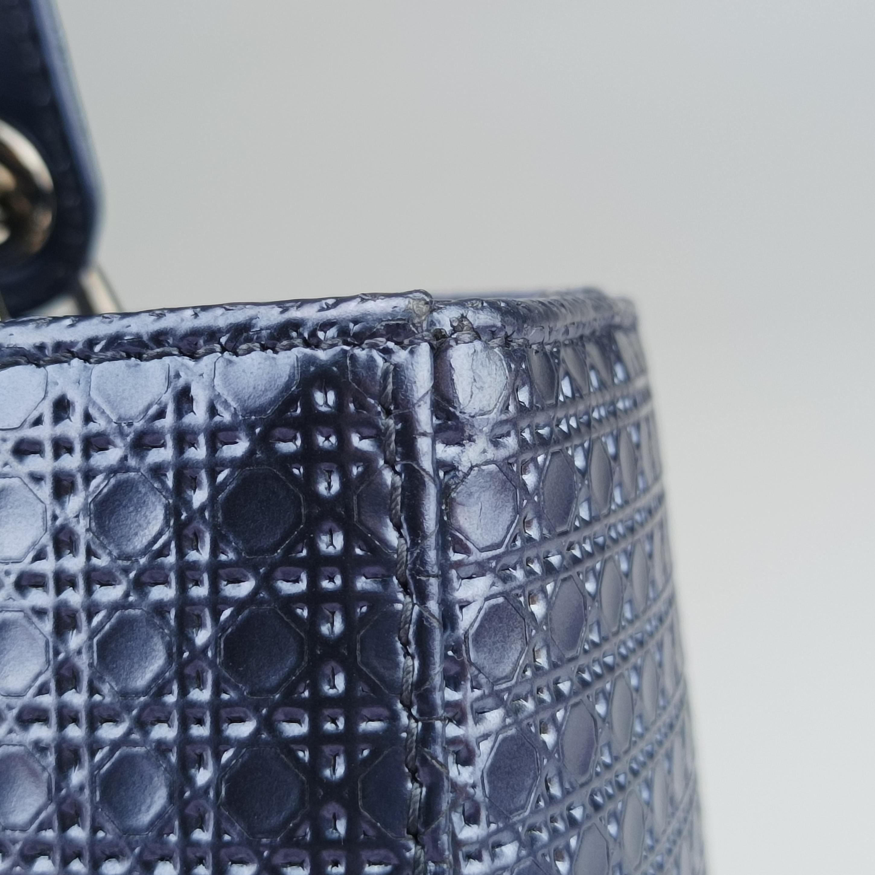 Pre-owned Christian Dior Lady Dior blue leather  shoulderbag | stylenewstar