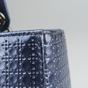 Pre-owned Christian Dior Lady Dior blue leather  shoulderbag | stylenewstar