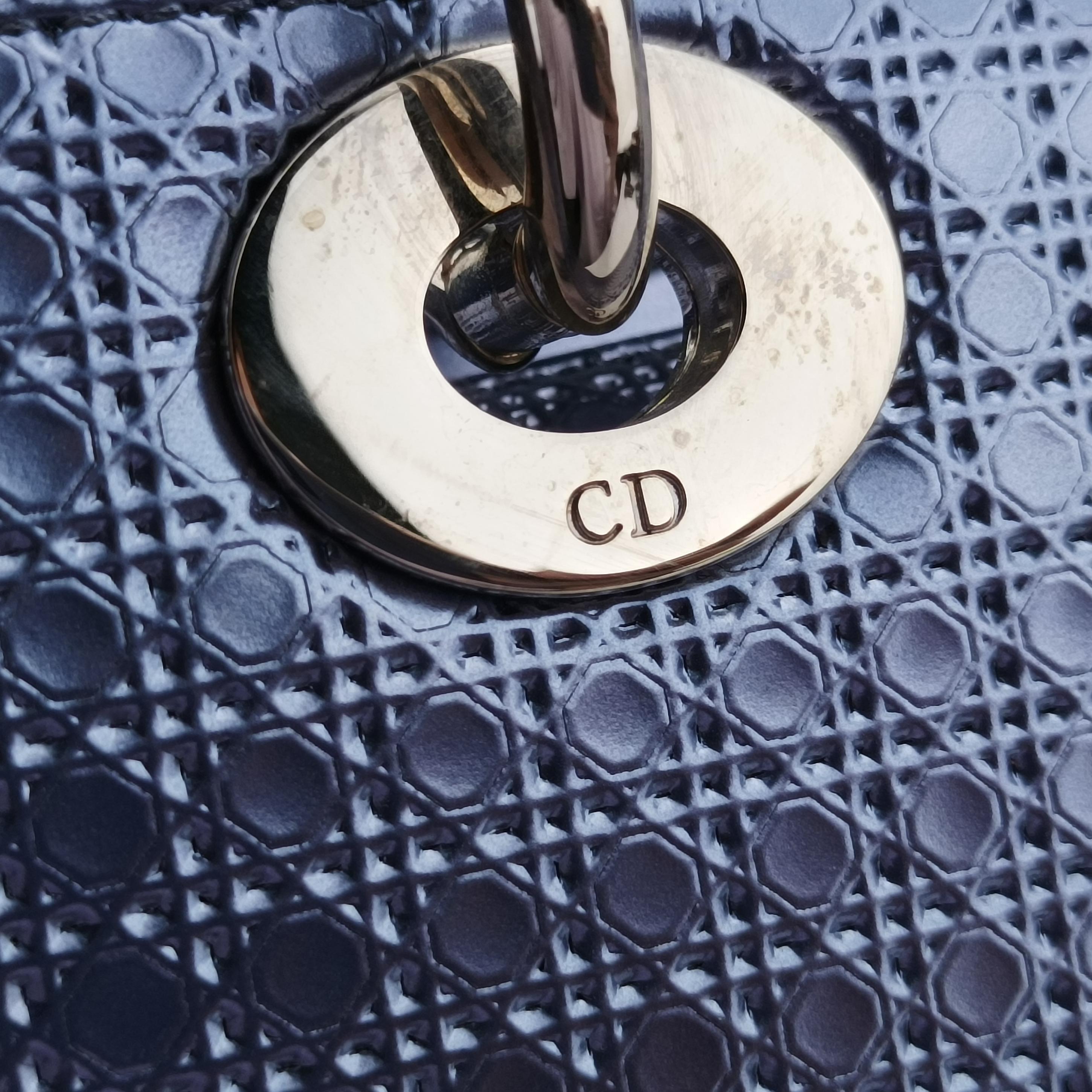 Pre-owned Christian Dior Lady Dior blue leather  shoulderbag | stylenewstar