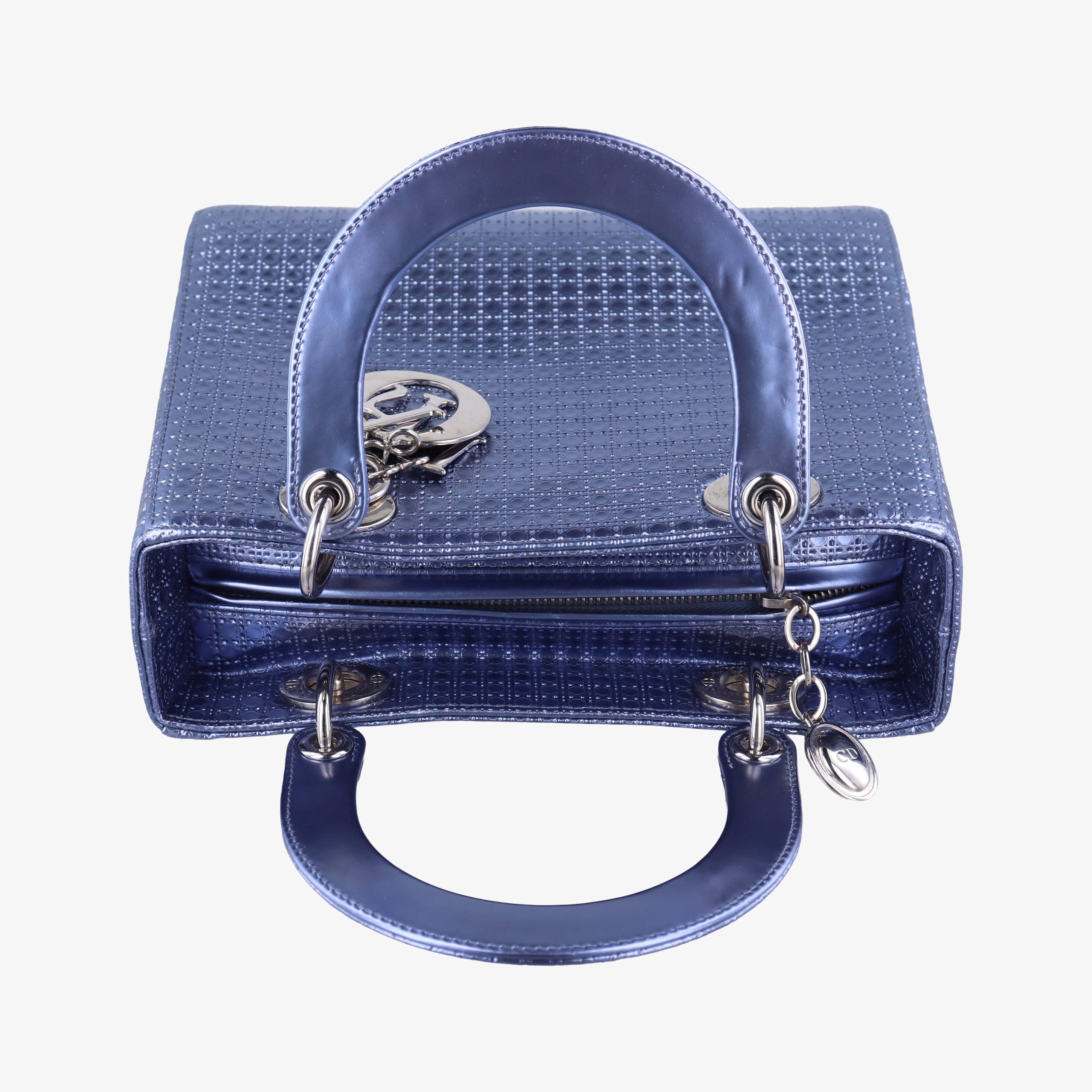 Pre-owned Christian Dior Lady Dior blue leather  shoulderbag | stylenewstar