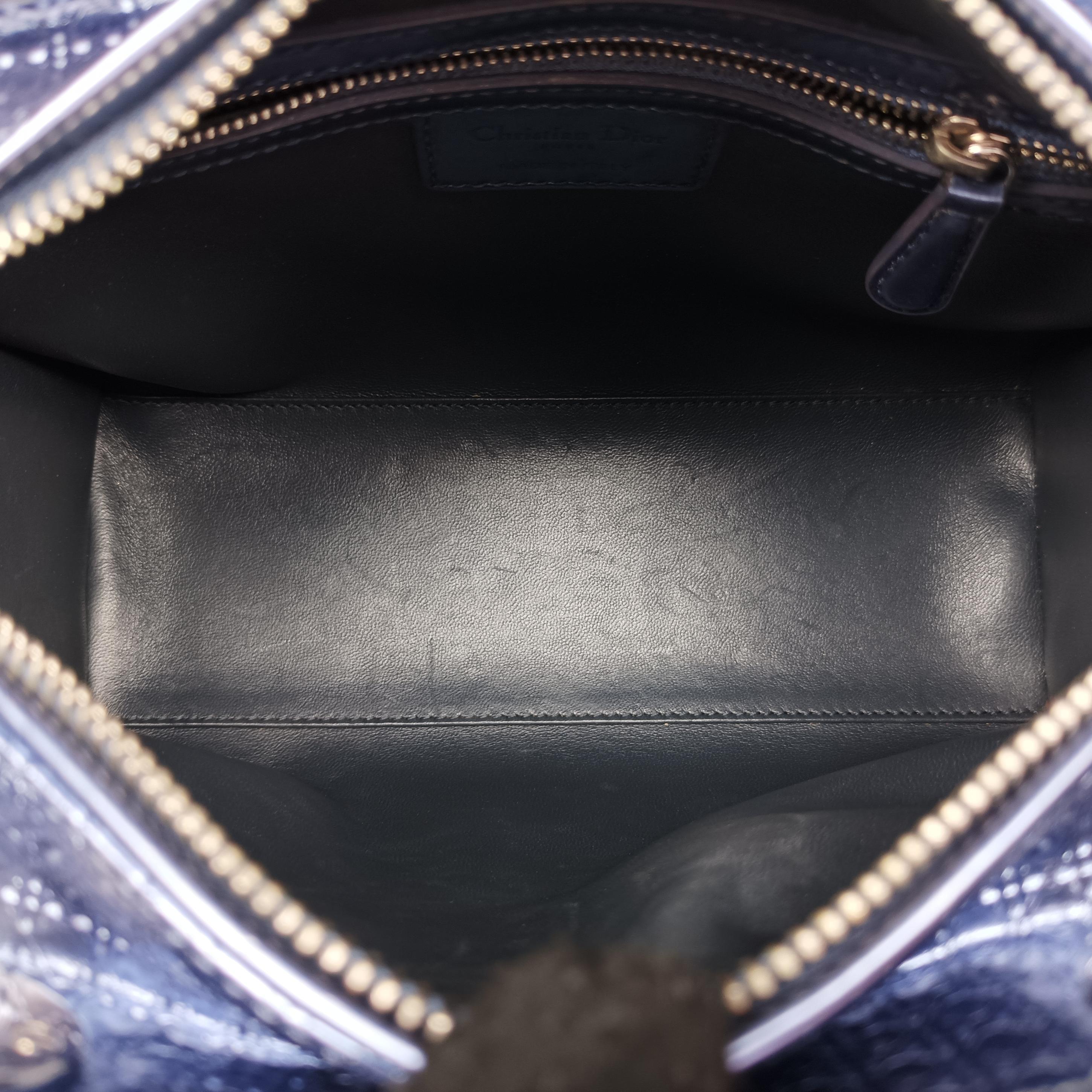 Pre-owned Christian Dior Lady Dior blue leather  shoulderbag | stylenewstar