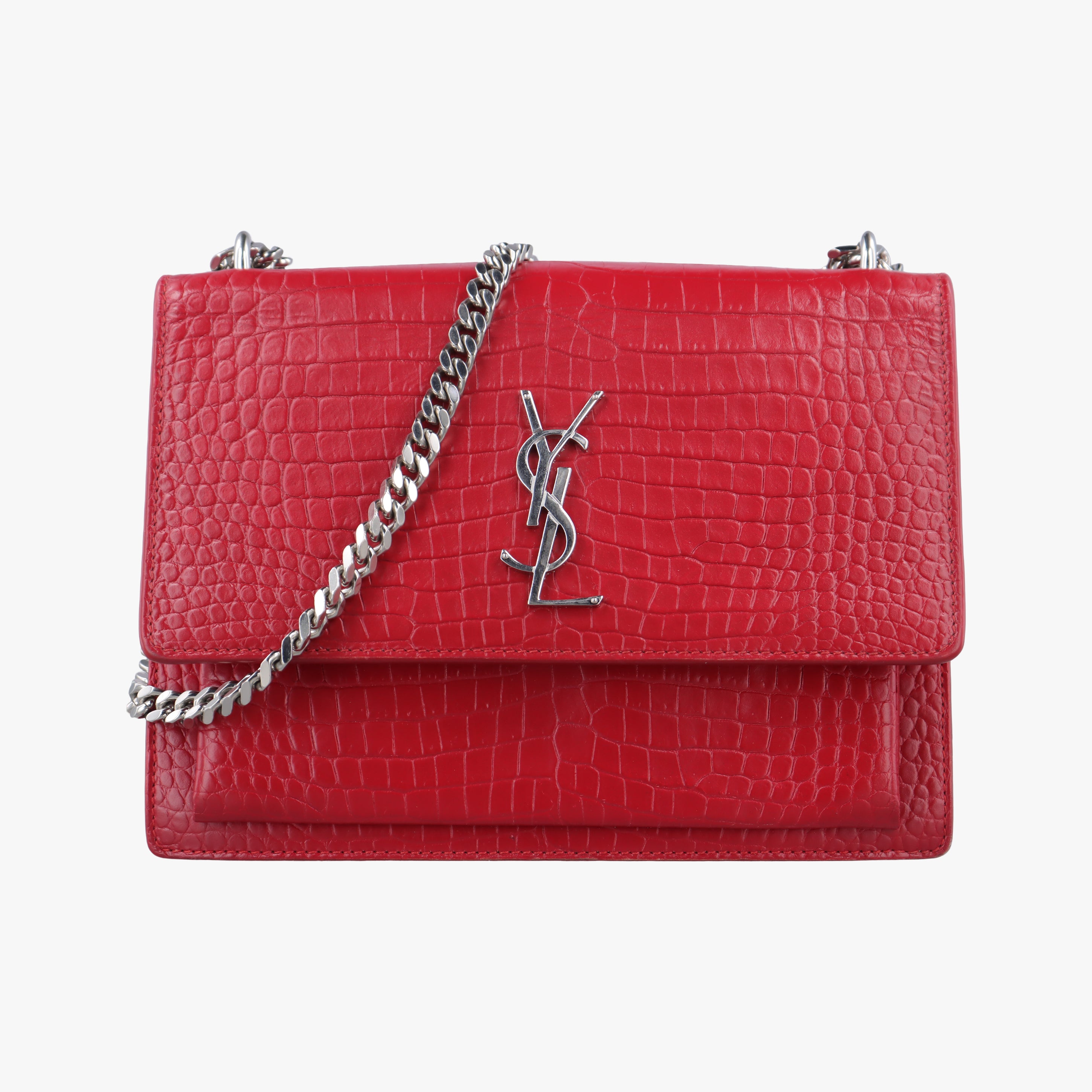 Pre-owned Yves Saint Laurent SUNSET Red Leather 442906 shoulderbag | stylenewstar