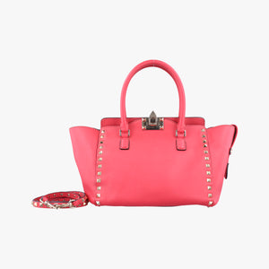 Pre-owned Valentino Rockstud Pink Leather  shoulderbag | stylenewstar