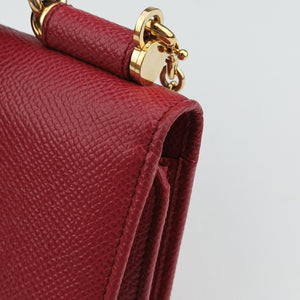 Pre-owned Dolce & Gabbana SICILY Red Leather  shoulderbag | stylenewstar