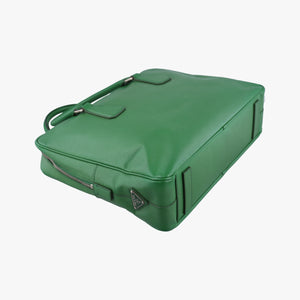 Pre-owned Prada Classic Laptop briefcase Green SAFFIANO Leather VS0305 shoulderbag | stylenewstar