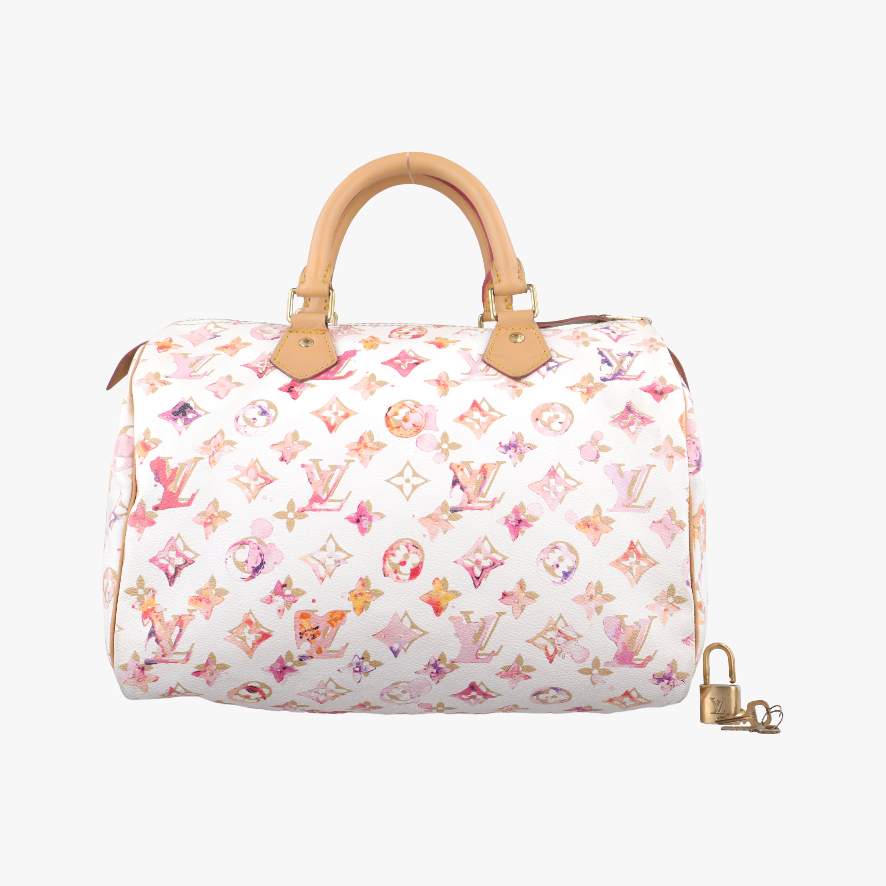 Pre-owned Louis Vuitton Speedy 30 white×Multicolor Monogram Water Color M95751 shoulderbag | stylenewstar