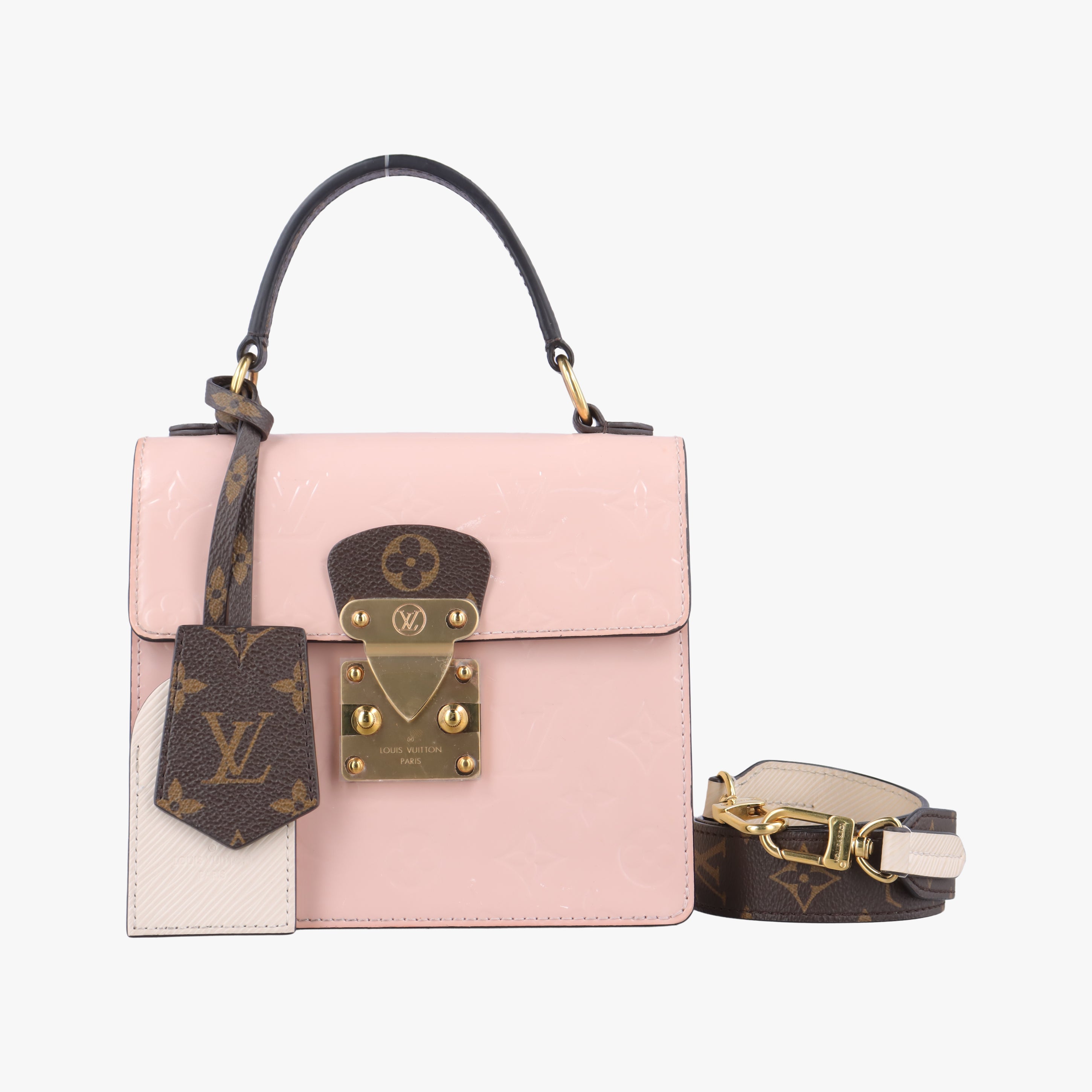 Pre-owned Louis Vuitton Spring Street PM pink Vernis M90468 shoulderbag | stylenewstar