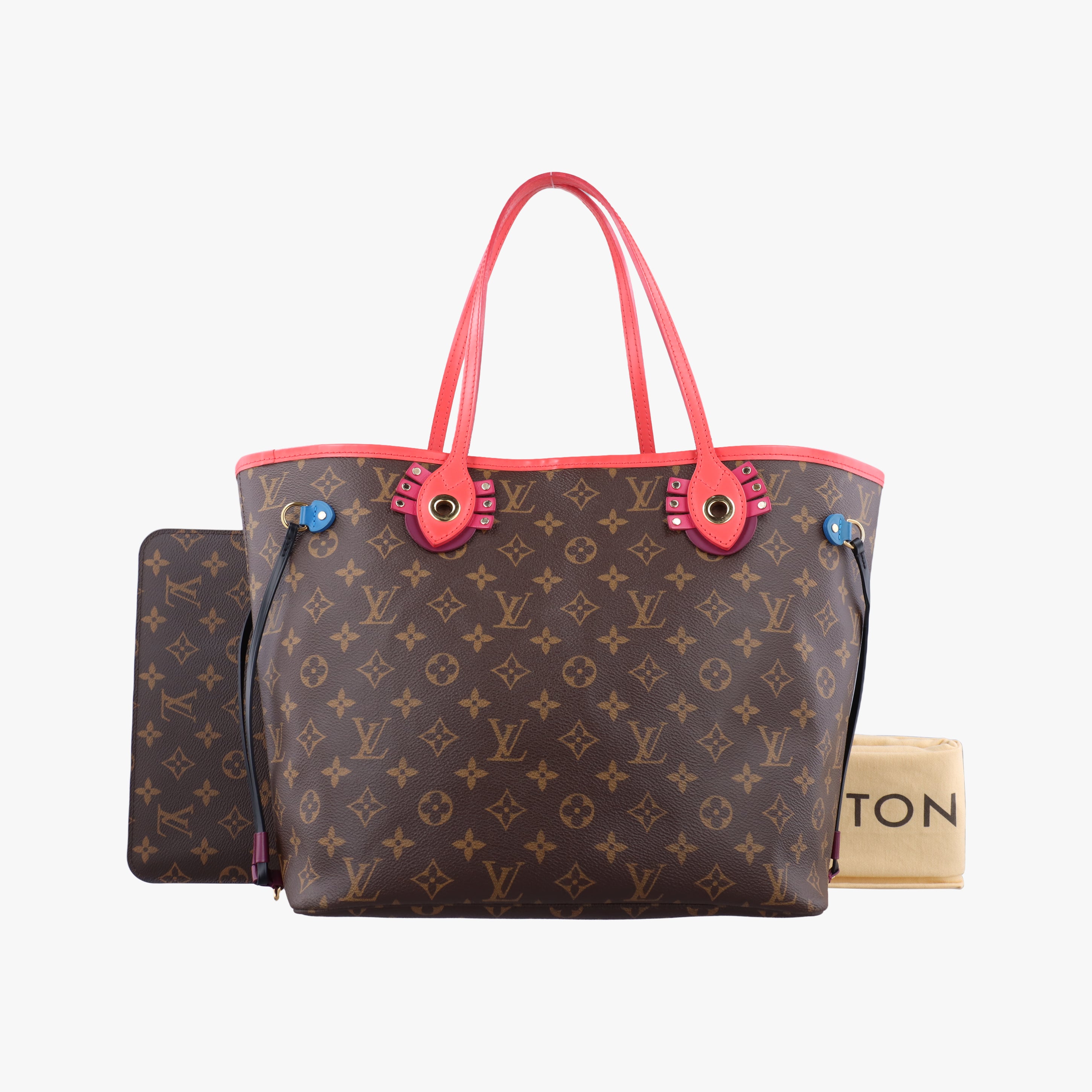 Pre-owned Louis Vuitton NEVERFULL MM Totem brown x Flamingo Monogram Canvas M41663 shoulderbag | stylenewstar