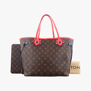 Pre-owned Louis Vuitton NEVERFULL MM Totem brown x Flamingo Monogram Canvas M41663 shoulderbag | stylenewstar