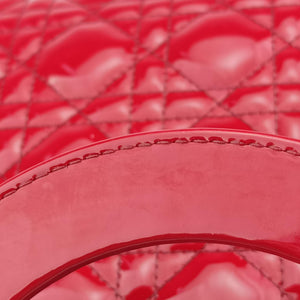 Pre-owned Christian Dior Lady Dior Red patent  shoulderbag | stylenewstar